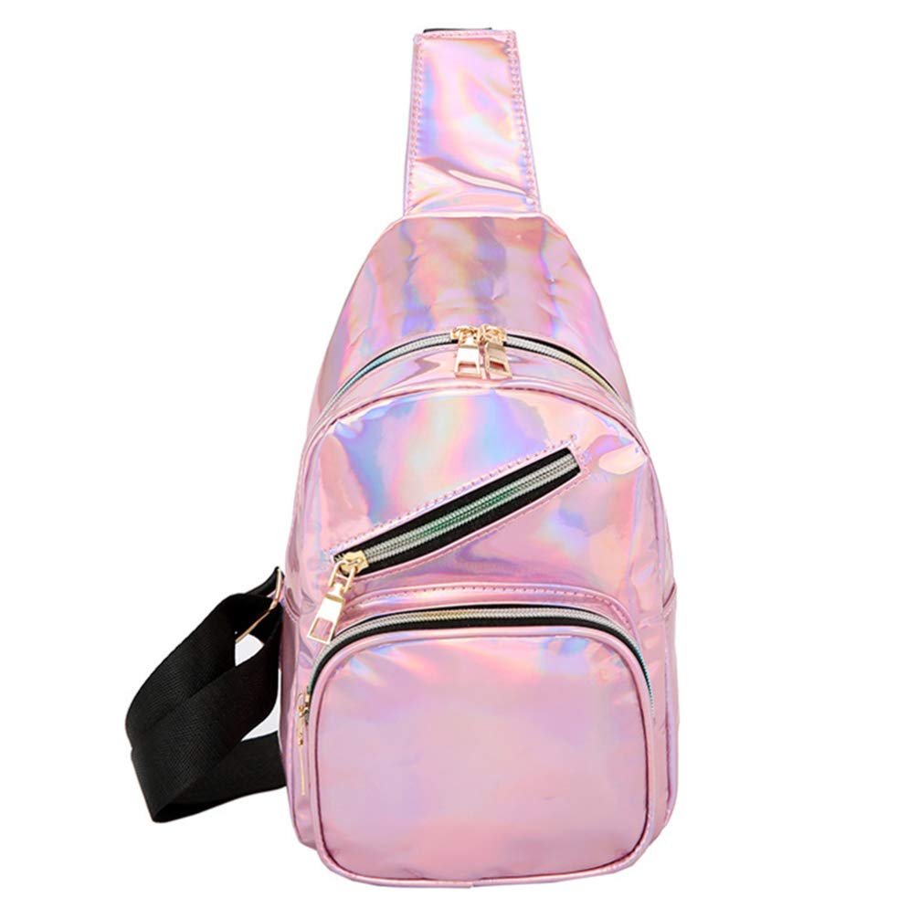 TENDYCOO Holographic Sling Bag - Crossbody Chest Bag with Adjustable Strap for Men & Women - Iridescent Bum Bag for Travel, Concerts & Everyday Use