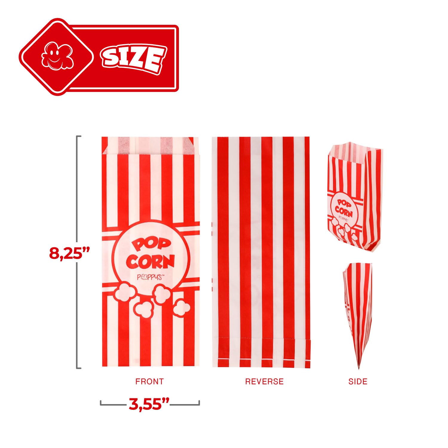 Poppy's Paper Popcorn Bags - 1000 Pack 1oz Commercial-Grade Popcorn Containers | Bulk Popcorn Machine Accessories for Movie Theaters, Carnival Snack Stands & Home Theater Nights | Perfect for Concession Stands, Birthday Parties & Family Movie Nights
