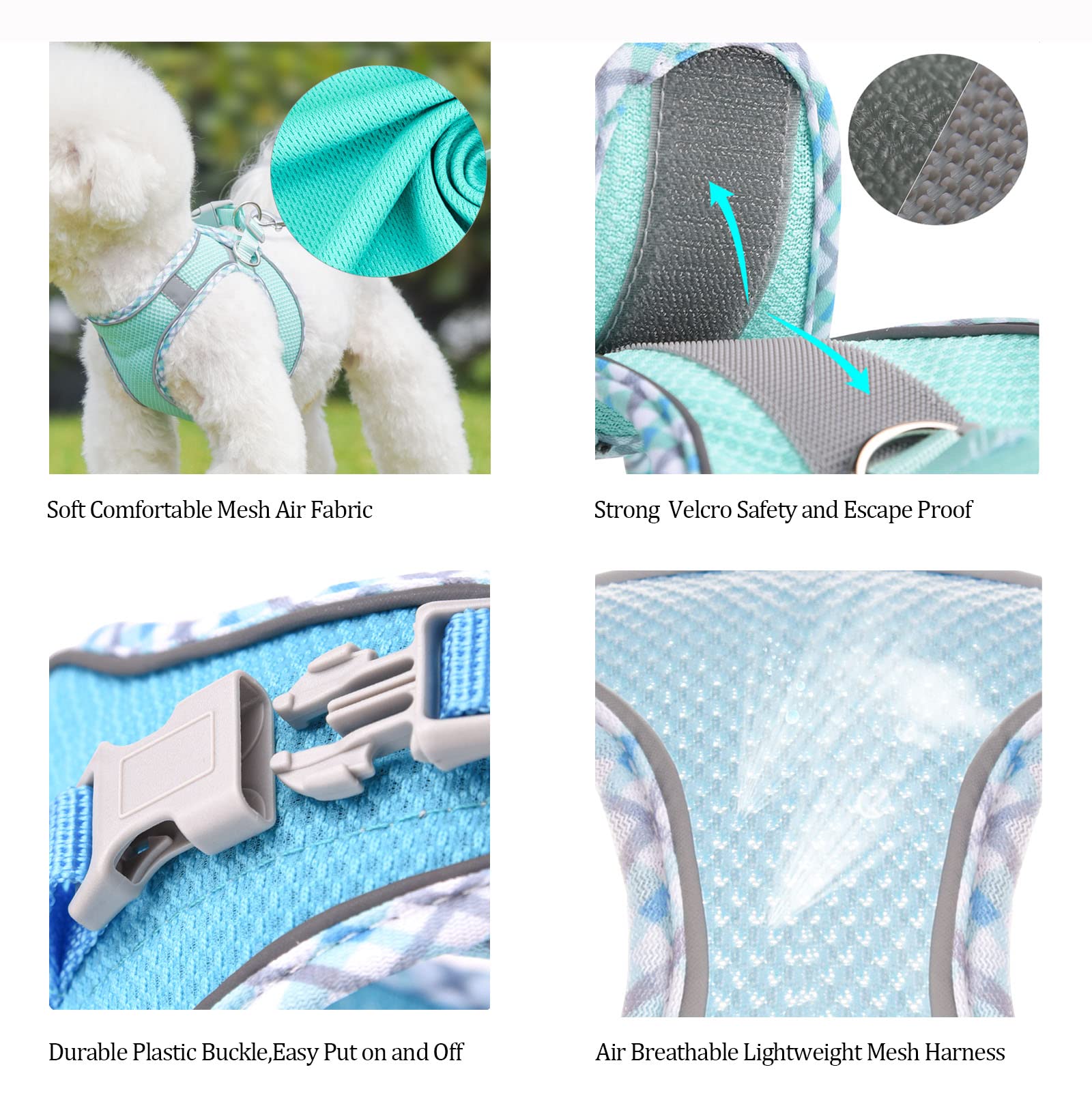 **Breathable Mesh Dog Harness & Leash Set - No Choke Reflective Escape Proof Vest for Small Medium Large Dogs - Lightweight Comfort for Walking, Hiking & Outdoor Adventures**