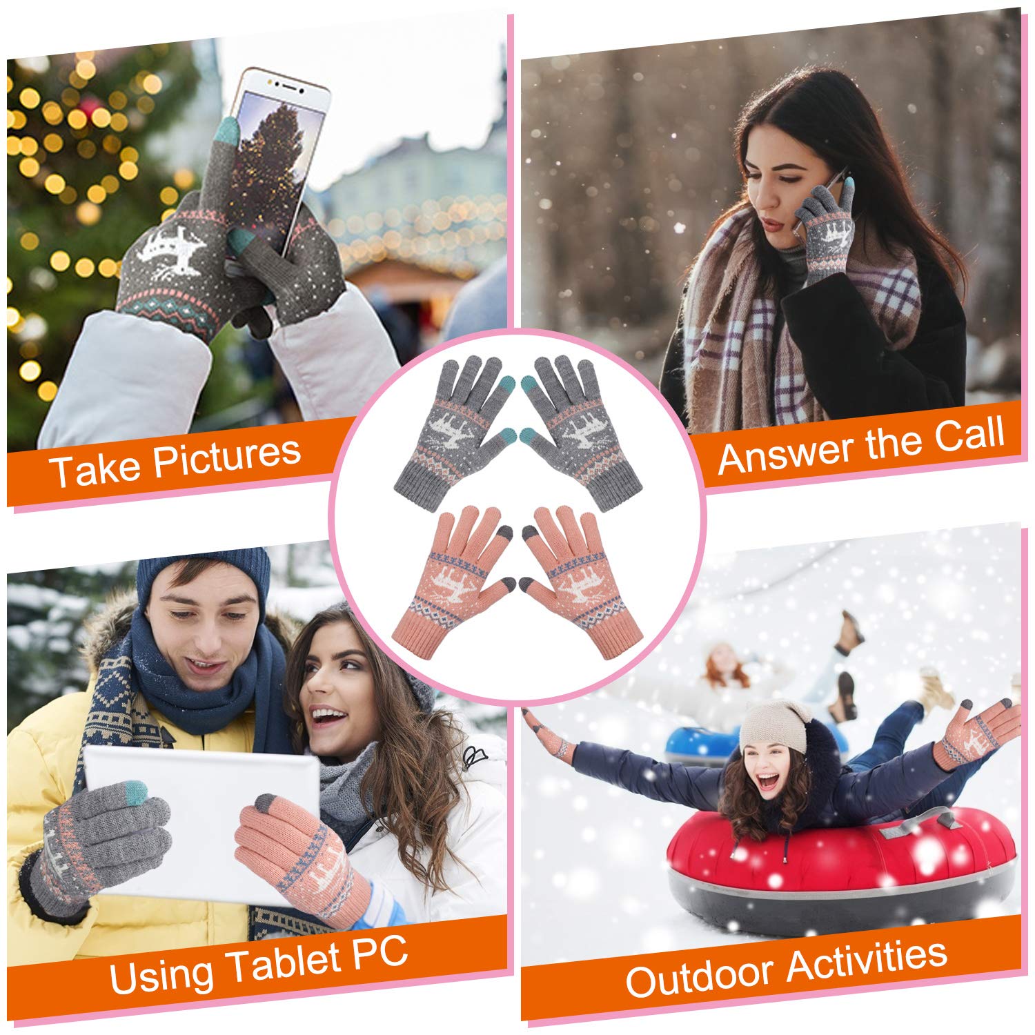 Women's Touch Screen Gloves - Warm Knitted Mittens for Winter & Phone Use