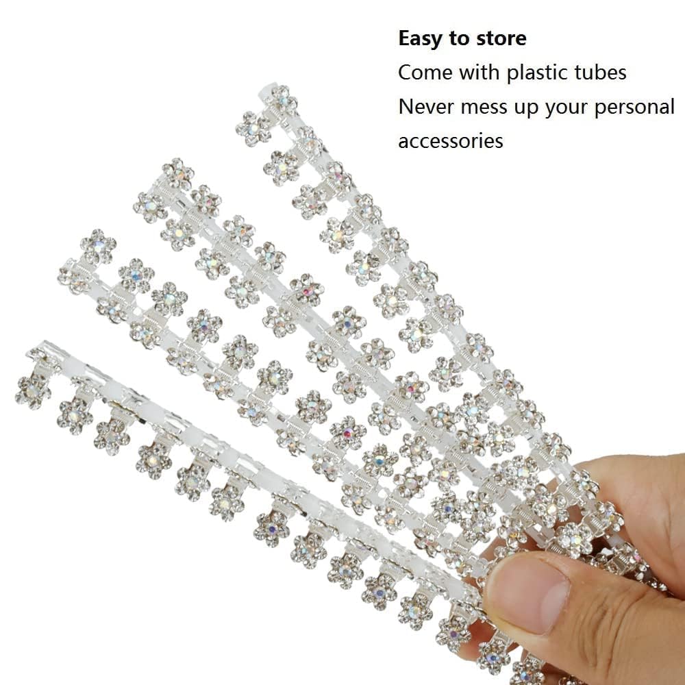 KROGER 36 Pcs Small Hair Clips - Mini No-Slip Grip Hair Claw Clips with Rhinestones for Women & Girls (Silver-White Crystal) - Perfect for School, Work, Parties & Everyday Styling