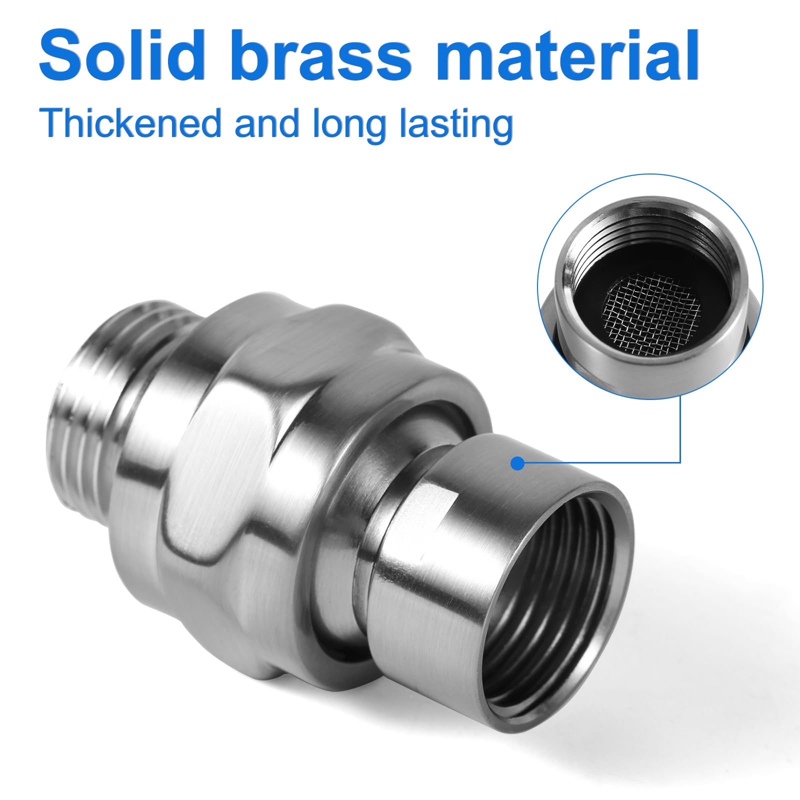 Sturdy Adjustable Swivel Shower Head Adapter - Thickened Ball Joint Shower Arm Extension Connector for Bathroom, Spa & RV Use