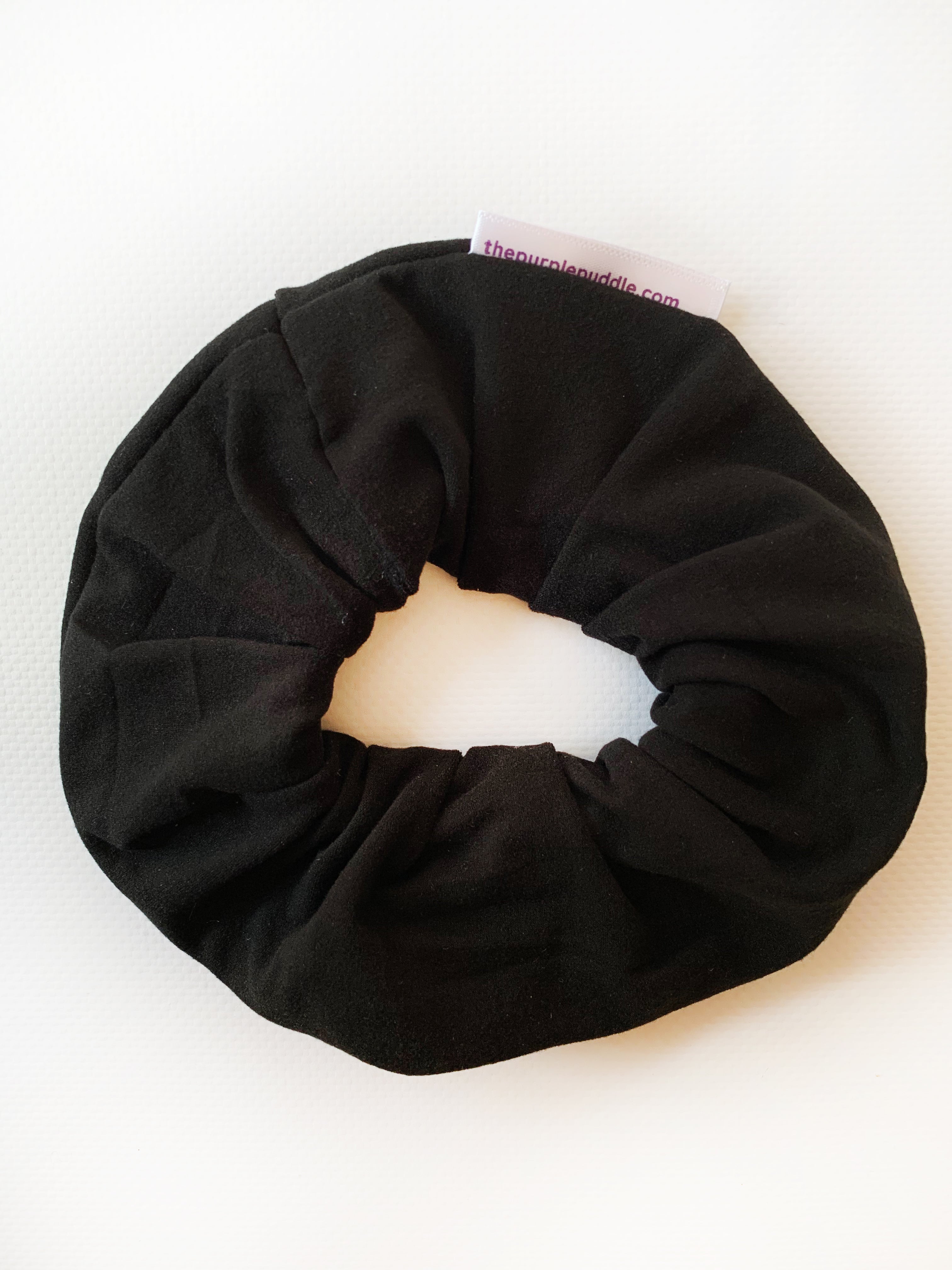 Black Hair Scrunchie for Women - Soft Elastic Hair Tie for Ponytails, Buns & Workouts - Perfect for Gym, Yoga & Everyday Use