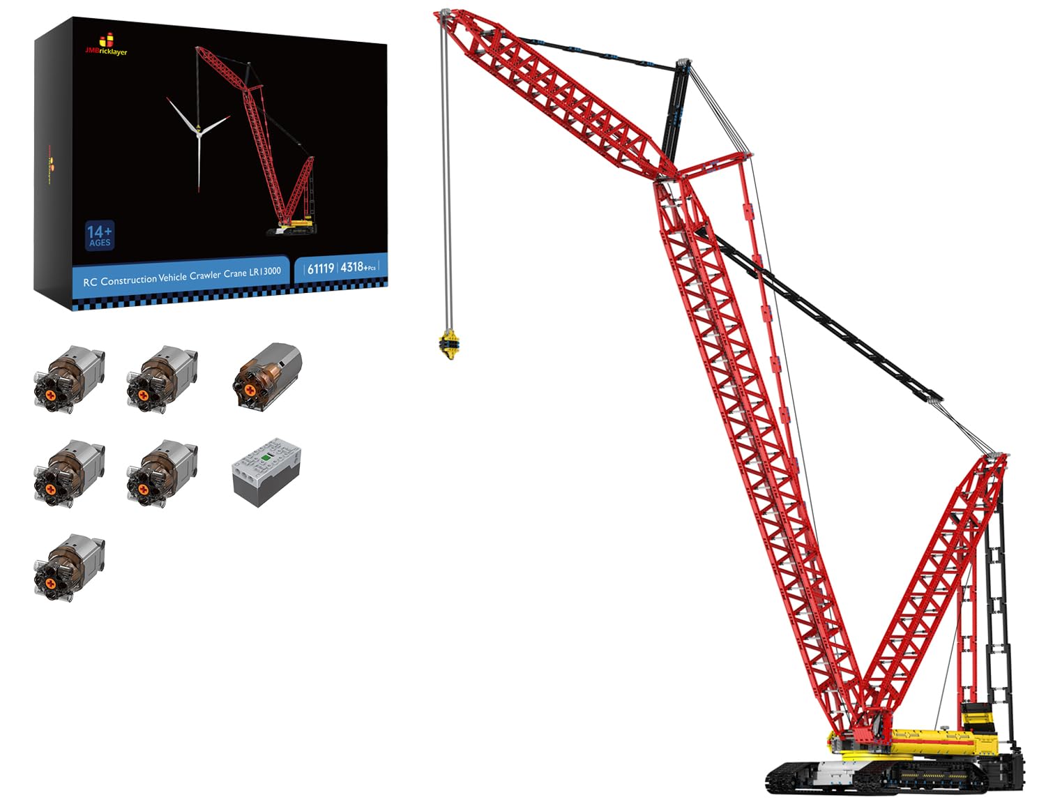JMBricklayer 61119 Crawler Crane Building Block Set - 4318 Piece RC Construction Vehicle Toy Kit for Adults & Teens 14+, STEM Educational Gift for Block Collectors | DIY Engineering Project, Birthday Present, Home Decoration