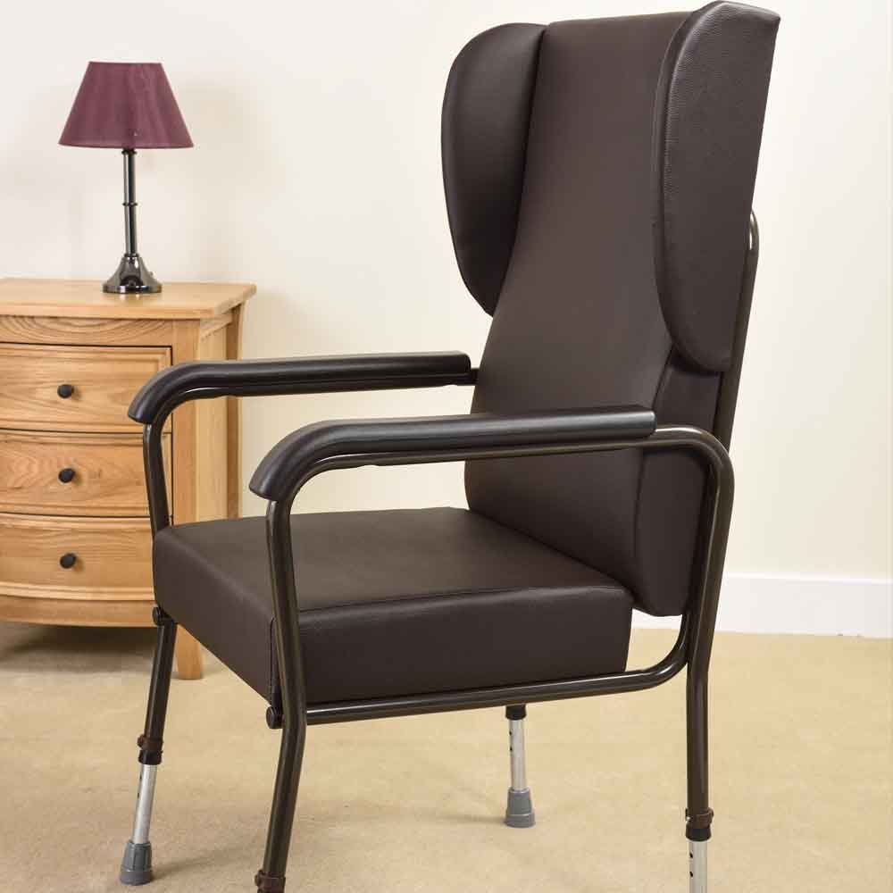 NRS Healthcare High Back Chair with Wings - Adjustable Height Ergonomic Office Chair with Padded Seat & Lumbar Support for Back Pain Relief - Perfect for Home Office, Gaming & Computer Workstations