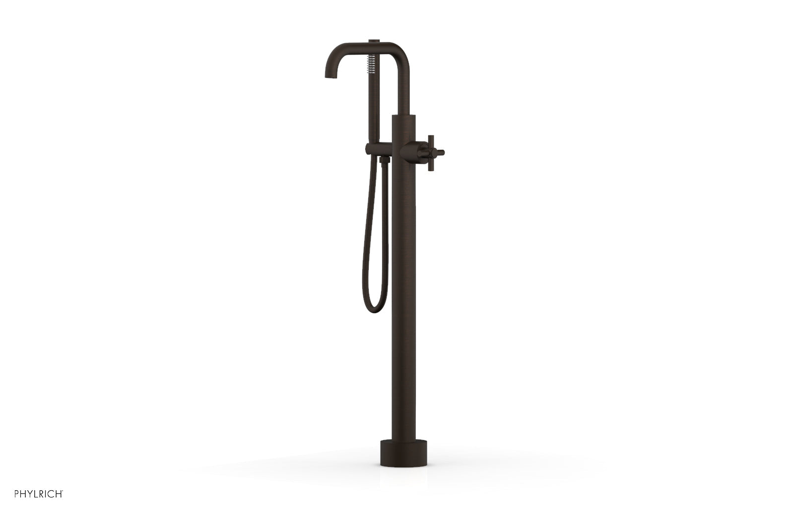 Premium Tall Floor Mount Tub Filler with Cross Handle & Hand Shower - D131 45 01 - Ideal for Modern Bathroom Renovations and Spa-Like Showers
