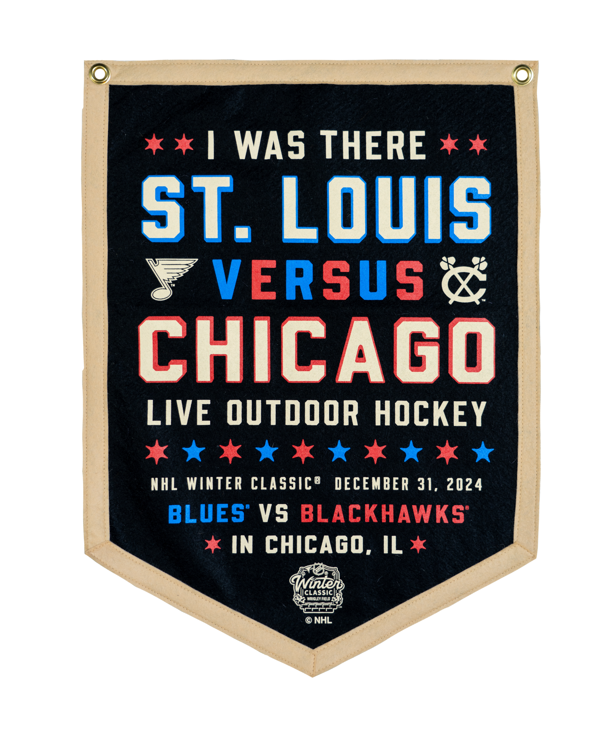 NHL Winter Classic® St Louis Blues vs Chicago Blackhawks Camp Flag - Officially Licensed NHL Merchandise by Oxford Pennant - Perfect for Tailgating, Game Day Decor & Sports Fan Gifts