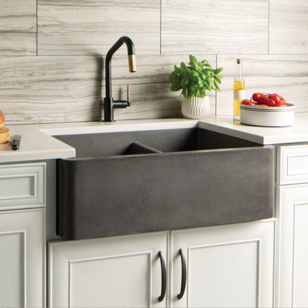 Native Trails Farmhouse Double Bowl 33 Inch NativeStone Apron Front Kitchen Sink - Durable & Stylish for Modern Farmhouse, Rustic, and Country Style Kitchens | Perfect for Meal Prep, Washing Dishes, and Entertaining