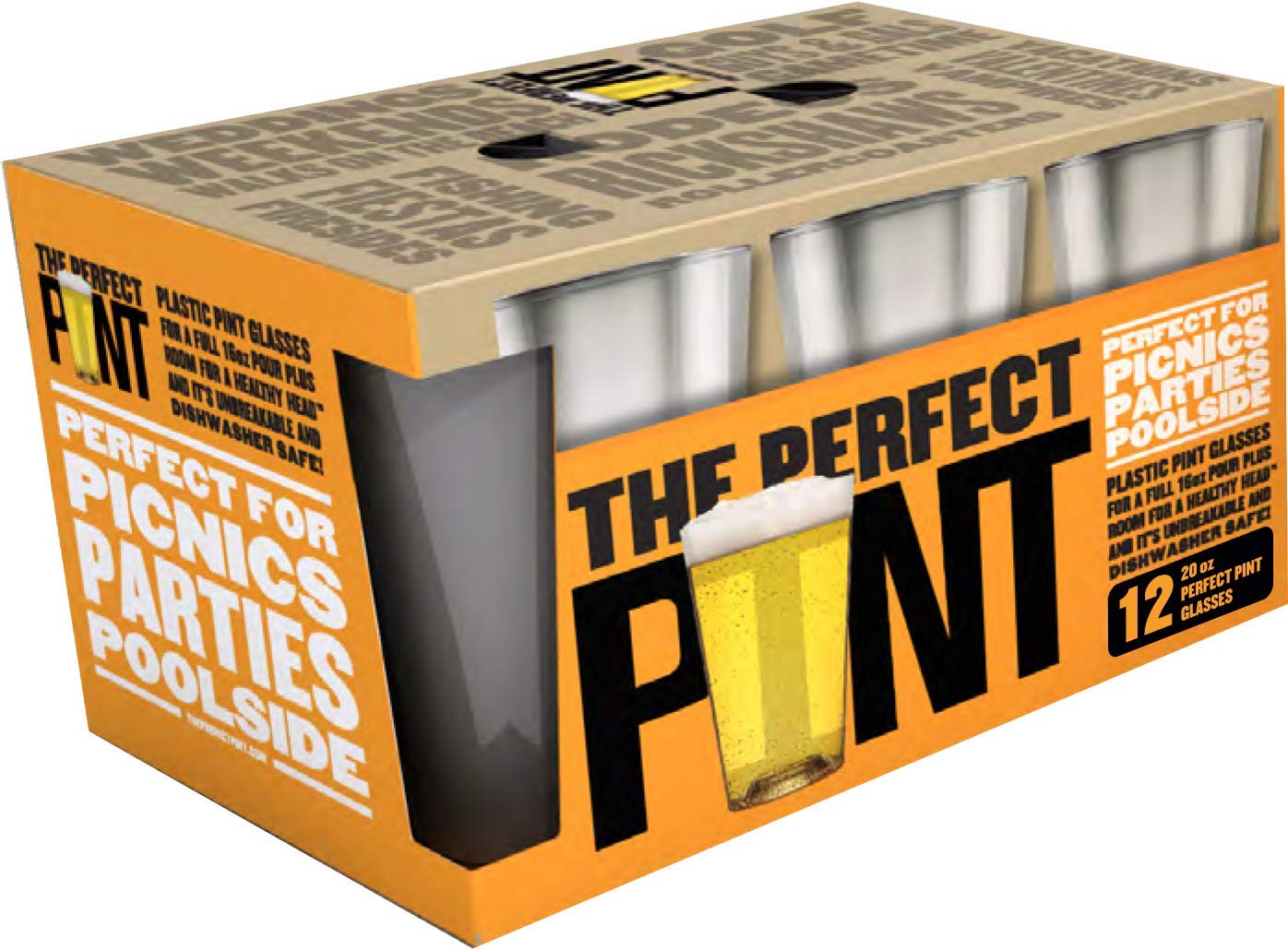 Premium Unbreakable Cups Set of 12 - Shatterproof, Dishwasher Safe & Includes Aeration Tabs - Made in USA - Perfect for Parties, Camping & Everyday Use