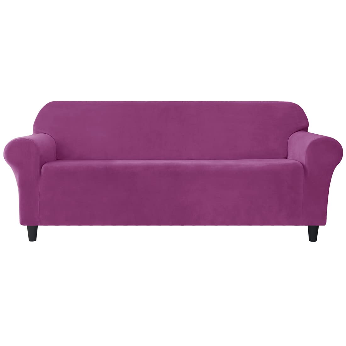 Stretch Velvet Sofa Slipcover for 3-Cushion Couch - 1 Piece Elastic Furniture Protector Cover | Machine Washable | Perfect for Living Room, Apartment & Home Decor