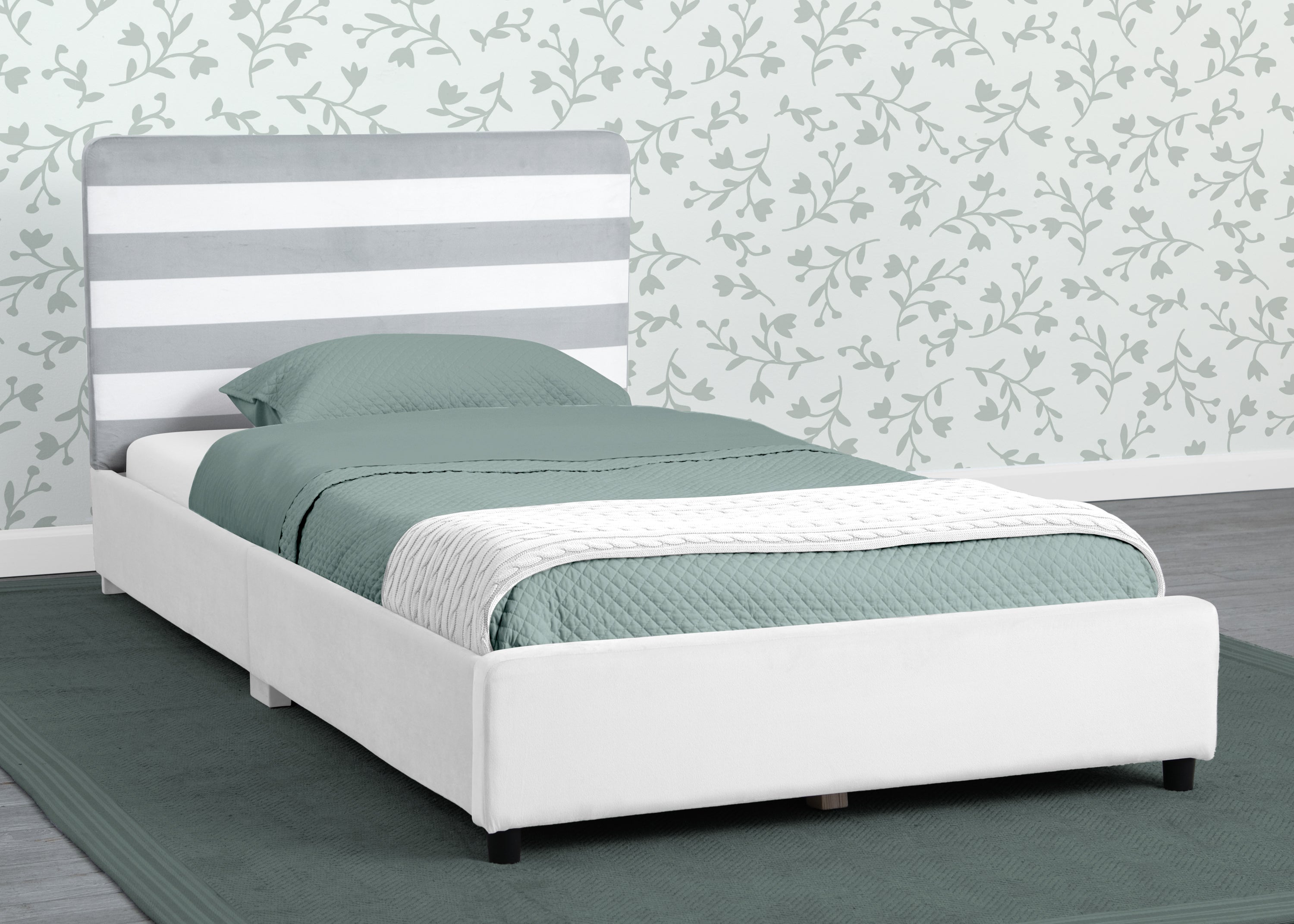 Upholstered Twin Bed with Headboard - Soft Fabric Bed Frame for Kids & Teens - Perfect for Bedrooms, Dorms & Guest Rooms