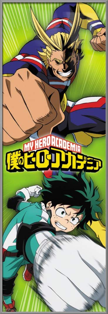 My Hero Academia Anime Poster - Framed Deku & Allmight Manga Wall Art (21x62 Inches) for Bedroom, Game Room & Anime Fan Decor