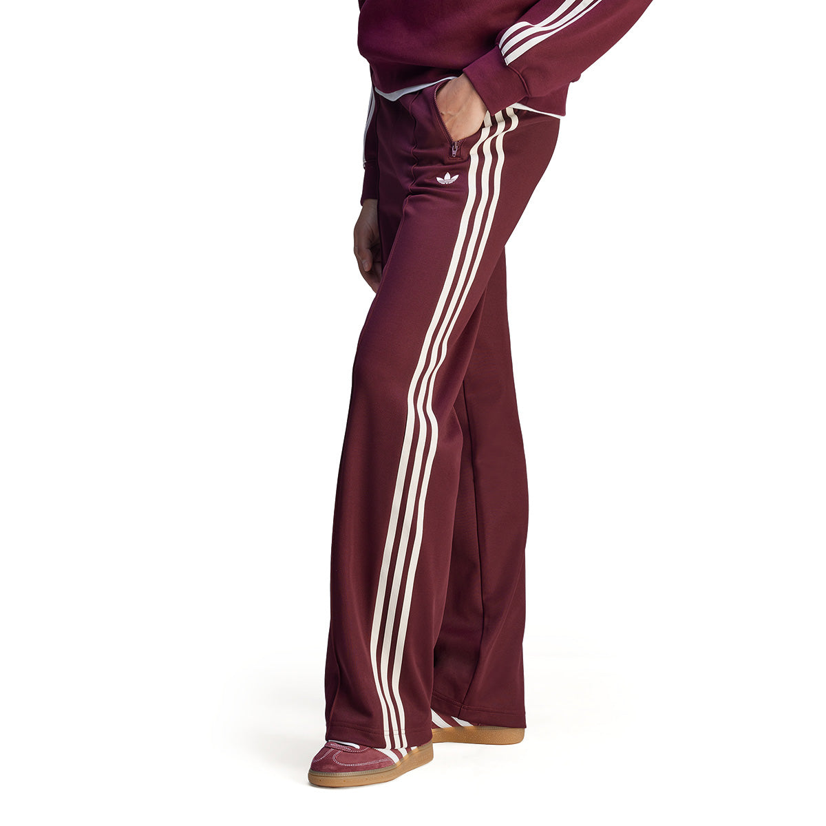 Sporty & Rich Merlot Track Pants for Women - High Waisted Joggers with Pockets - Perfect for Running, Gym, and Casual Wear