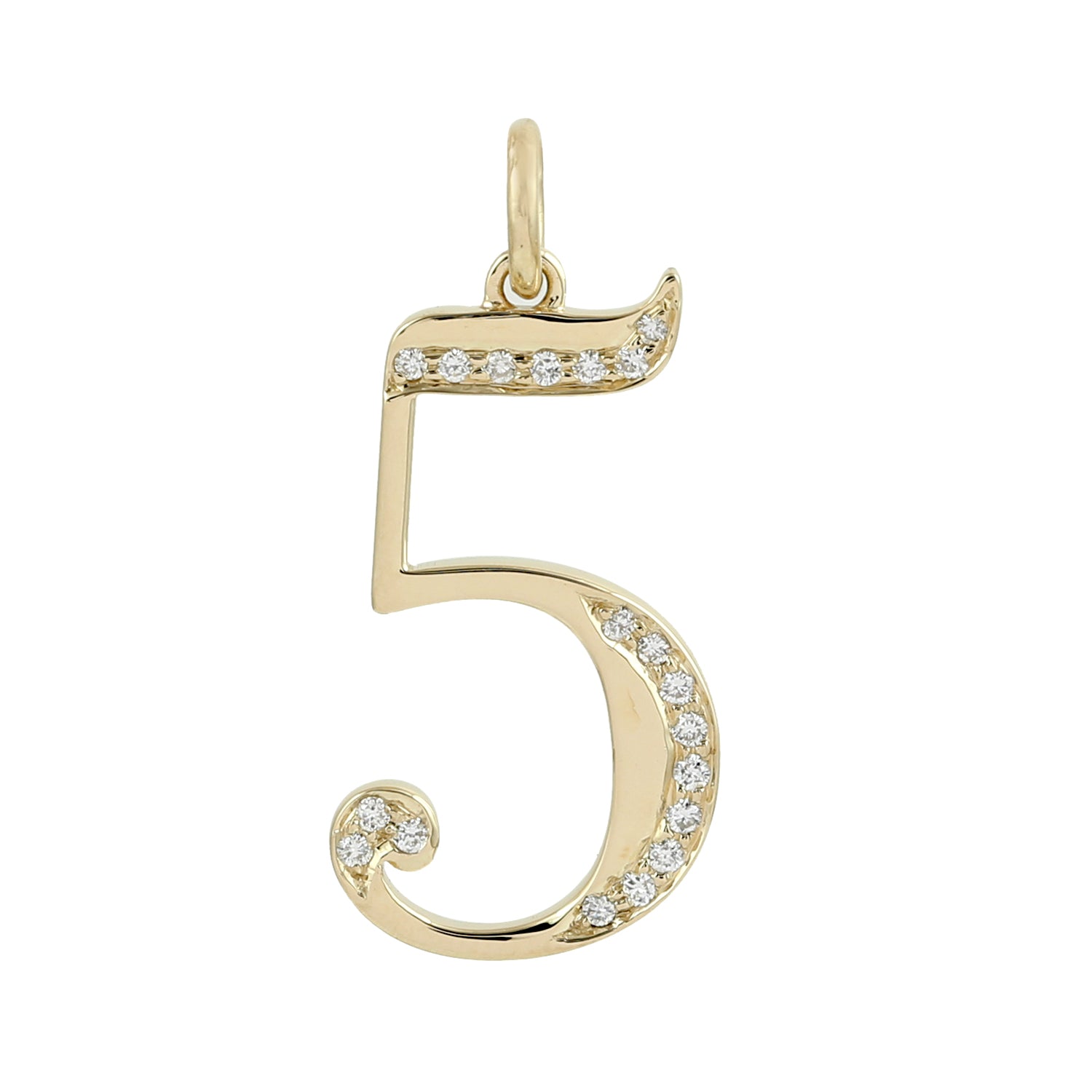 5 Initial Number Birthday Pendant for Unisex - 14K Yellow Gold with Natural Diamonds | Personalized Jewelry Gift for Anniversary, Graduation & Special Occasions