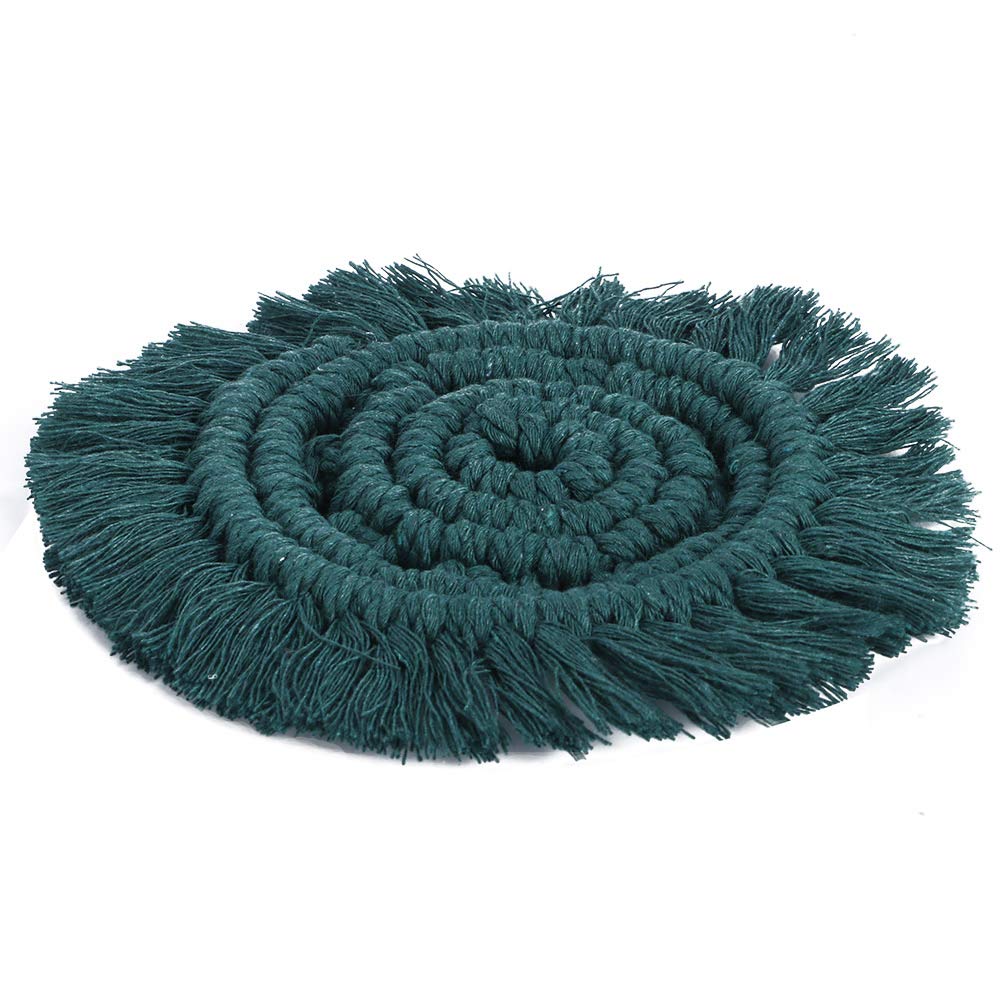 Hand-Woven Dark Green Table Mat - Eco-Friendly Kitchen Supply, Comfortable Placemat for Dining Table, Desktop Decor for Home, Restaurant, and Coffee Shop