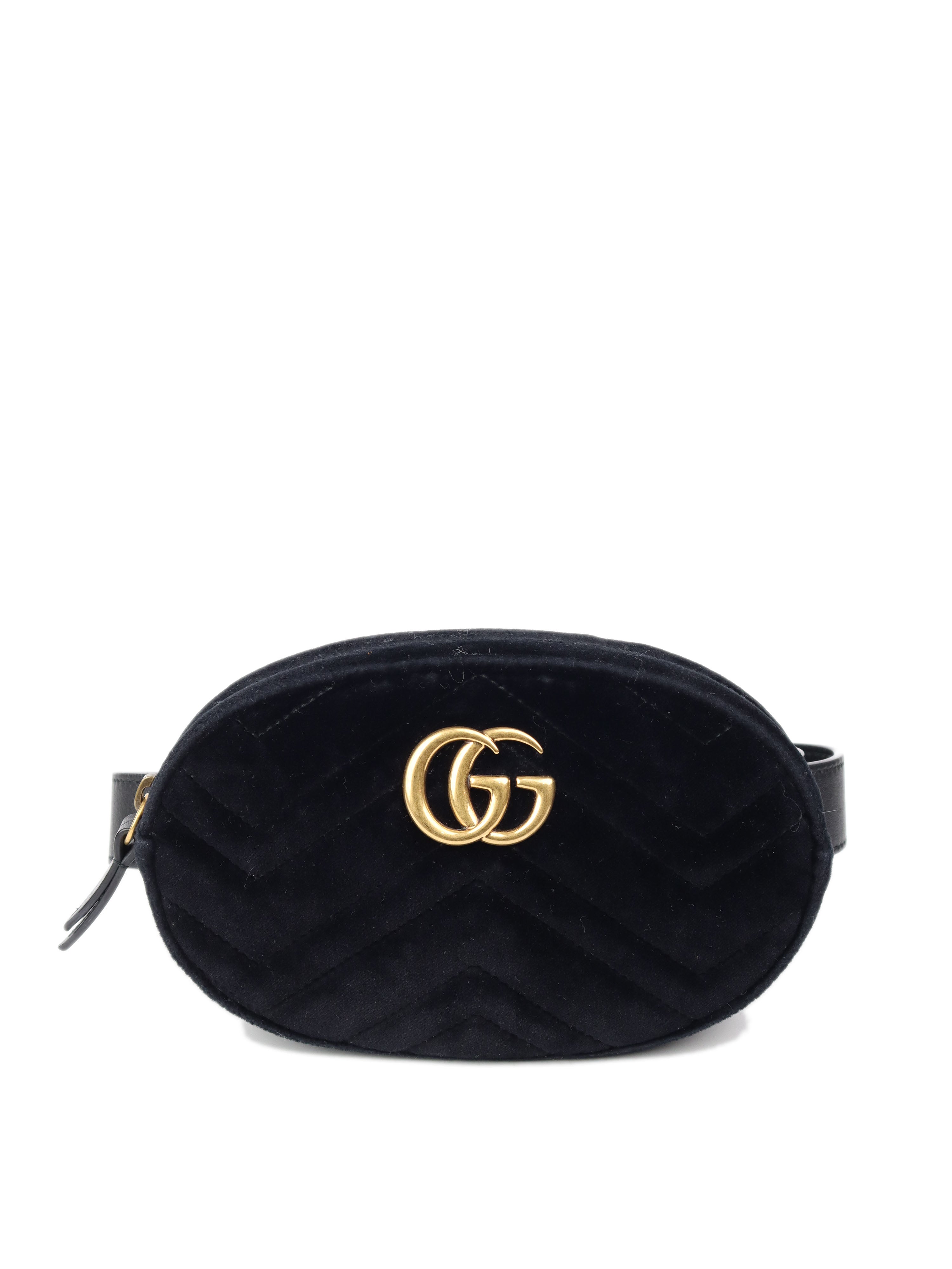 Gucci Black Velvet Marmont Belt Bag 65 - Luxury Crossbody Fanny Pack for Women | Perfect for Parties, Travel & Everyday Use