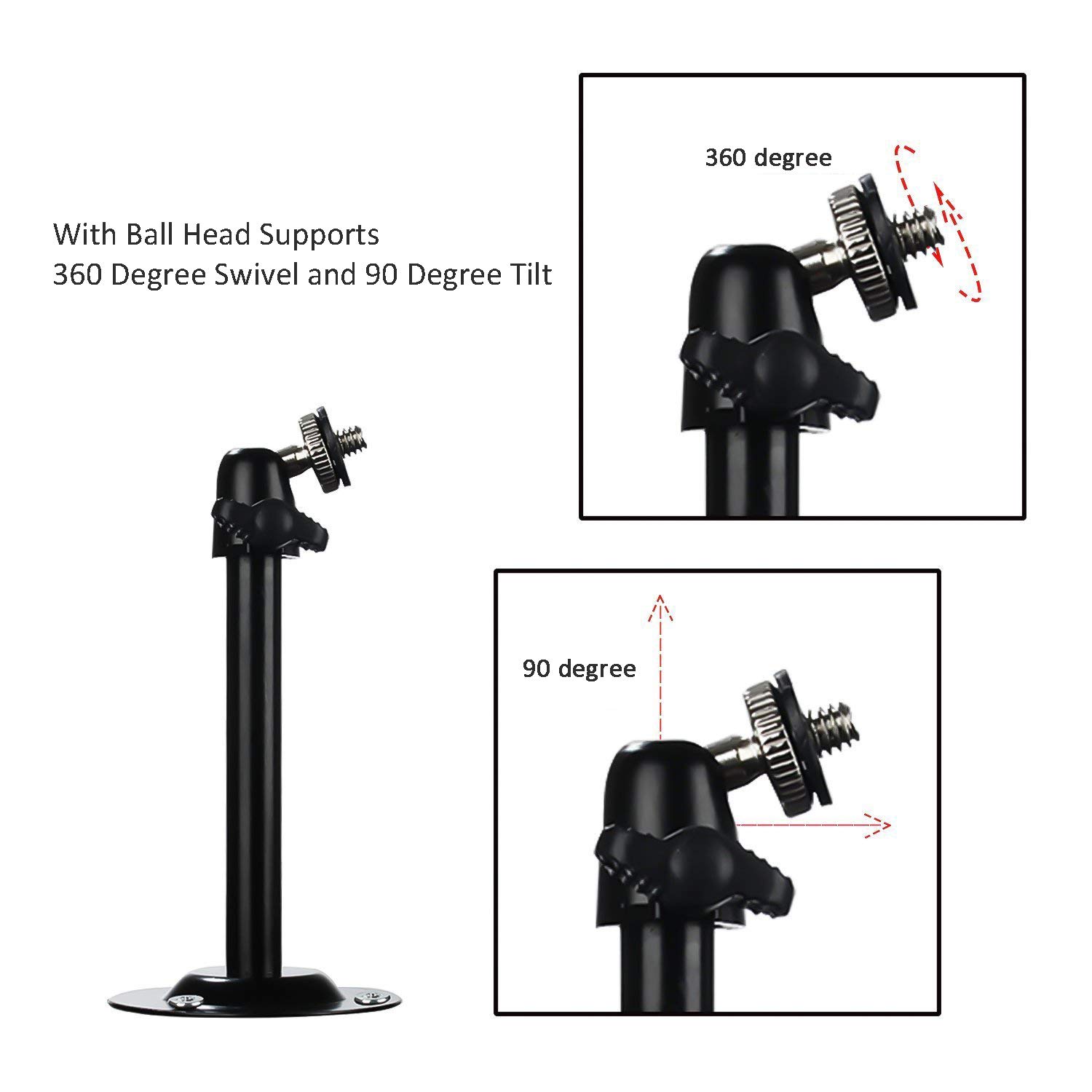5.5 Inch Security Camera Wall Mount for Arlo & CCTV Bullet Cameras - Heavy Duty Outdoor/Indoor Ceiling Mount Bracket (4 Pack, Black) - Perfect for Home Surveillance, Office Security & Business Monitoring