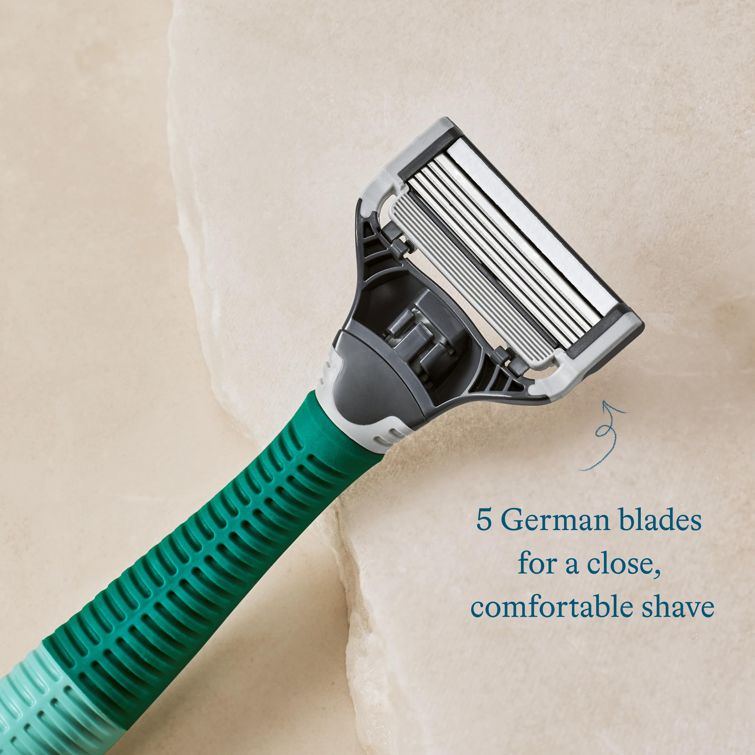 Premium Men's Shaving Kit - Harry's Razor Handle with 3 Blade Refills, Foaming Shave Gel & Travel Cover - Sage Green - Perfect for Travel, Gifts & Daily Shaving Routine