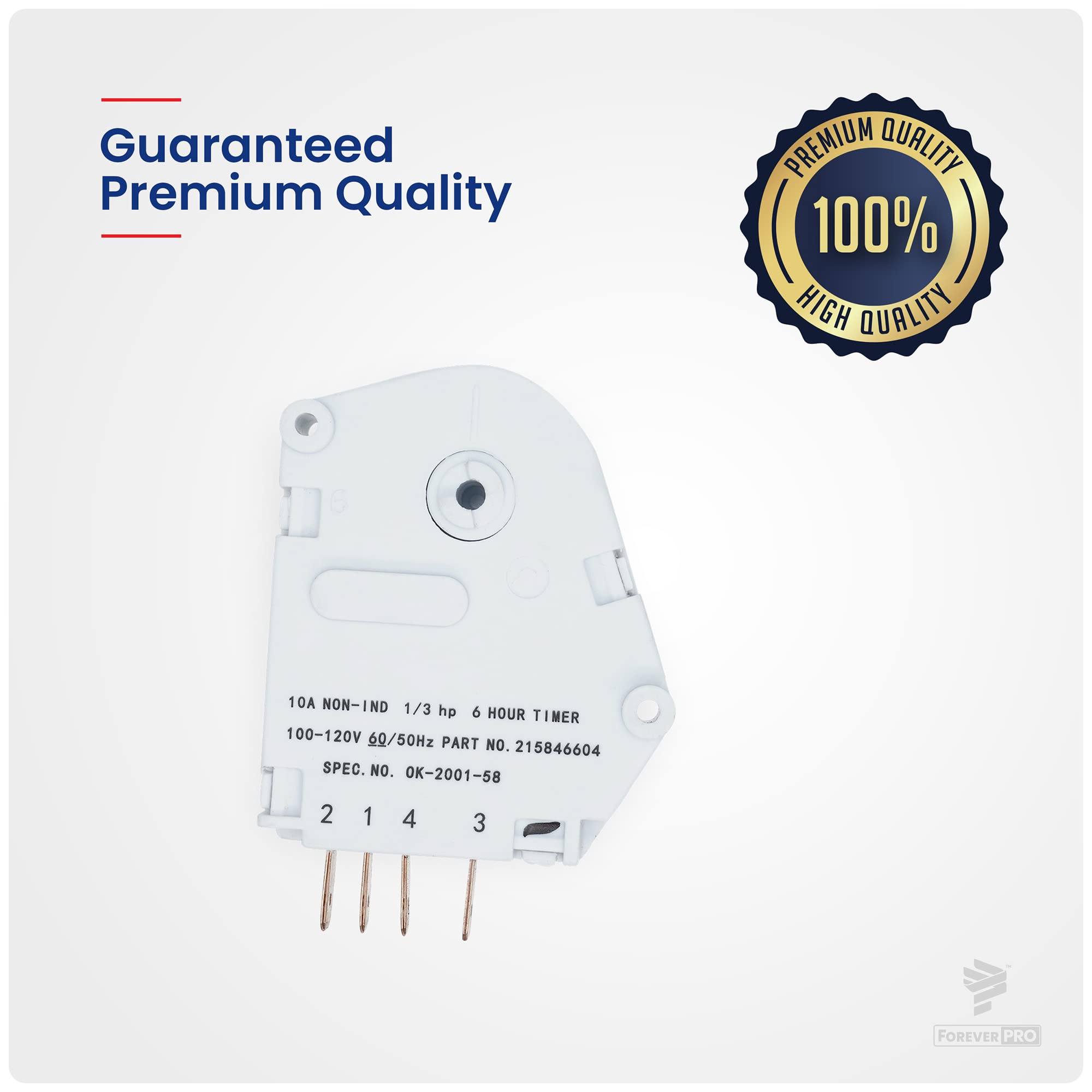 ForeverPRO 215846604 Refrigerator Defrost Timer Replacement for Frigidaire Models 241809402, 241809401, 08000035, 08003824 - Perfect for Kitchen Appliance Repair & Maintenance