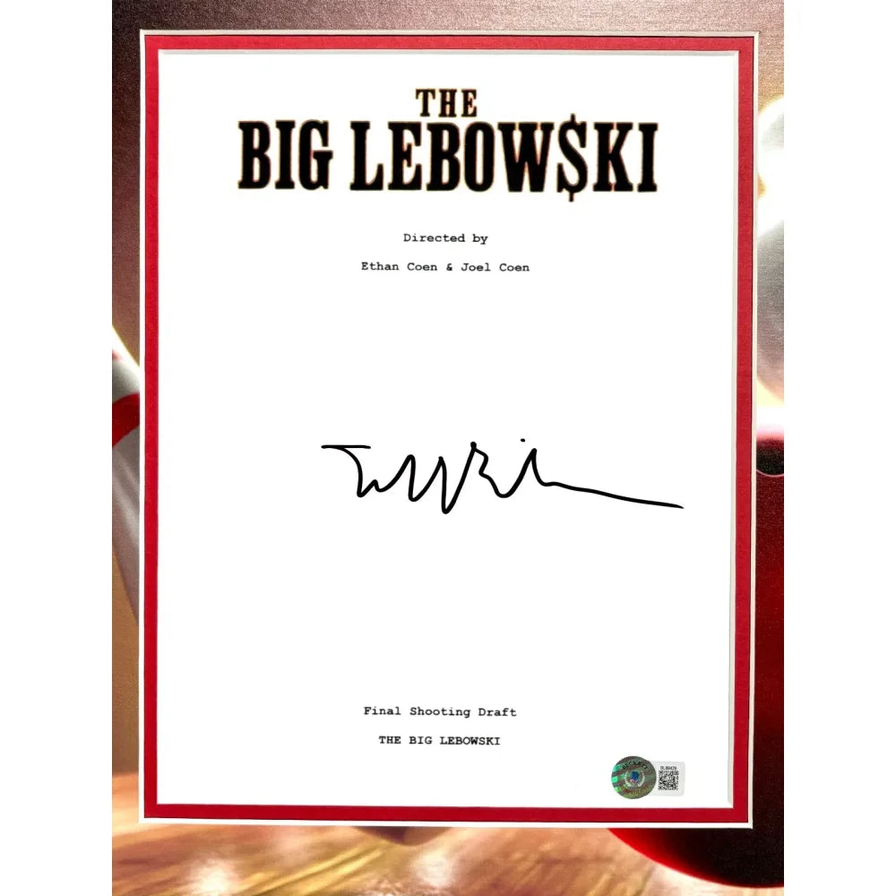Jeff Bridges Autographed The Big Lebowski Movie Script Framed Collage with BAS COA - Signed Memorabilia for Movie Fans, Collectors, and Home Theater Decor