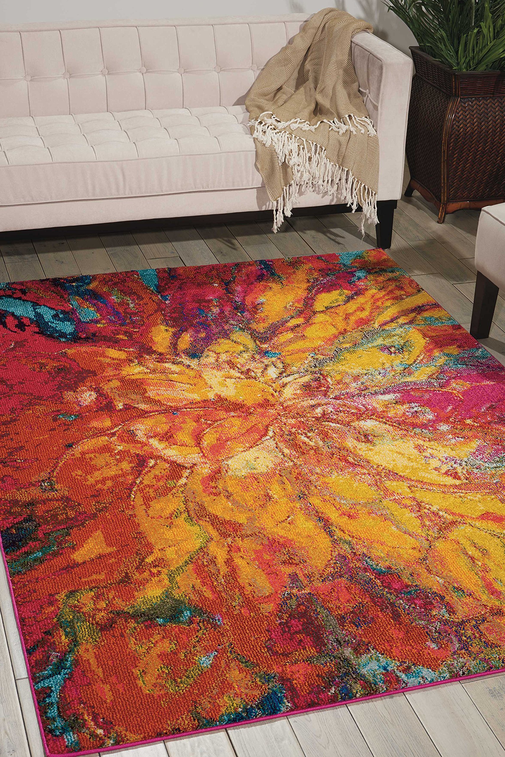 Nourison Celestial Red Cayenne 4' x 6' Area Rug - Abstract Floral Design, Easy to Clean, Non-Shedding for Bedroom, Living Room, Dining Room & Kitchen | Perfect for Home Decor, Accent Piece & High Traffic Areas