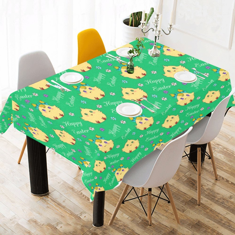 INTERESTPRINT Easter Tablecloth - 52x70 Inch Cute Chicken Floral Design Modern Fabric Table Cover for Dining Room, Kitchen, Party Decor | Perfect for Easter Celebrations, Spring Gatherings & Home Decoration