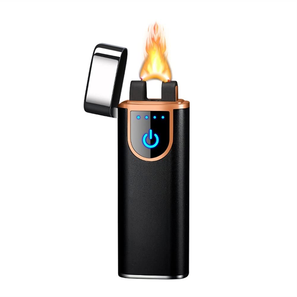 USB Rechargeable Windproof Arc Lighter - Electric Cigar Torch for Cigarettes, Fireplace, BBQ, Camping & Fireworks | Black | Perfect for Outdoor Adventures & Home Use