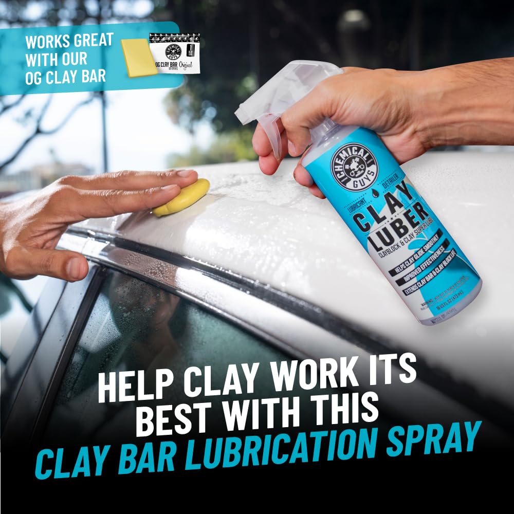 Chemical Guys Complete Car Detailing Clay Kit - Paint Restoration Kit with 16oz Clay Luber, 3 Clay Bars & Microfiber Towel for Cars, Trucks, SUVs | Professional Auto Detailing, Paint Correction & Surface Prep for Showroom Shine