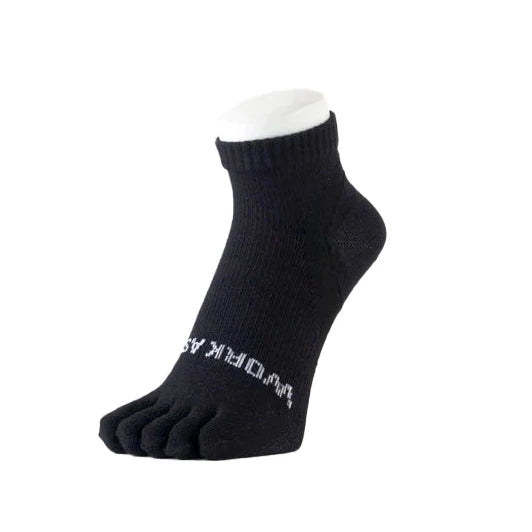 Work Assist Arch Support Socks - 5 Toed Compression Socks for Men & Women, Breathable Short Ankle Socks (Black) - Ideal for Standing Jobs, Nurses, Running & All-Day Comfort