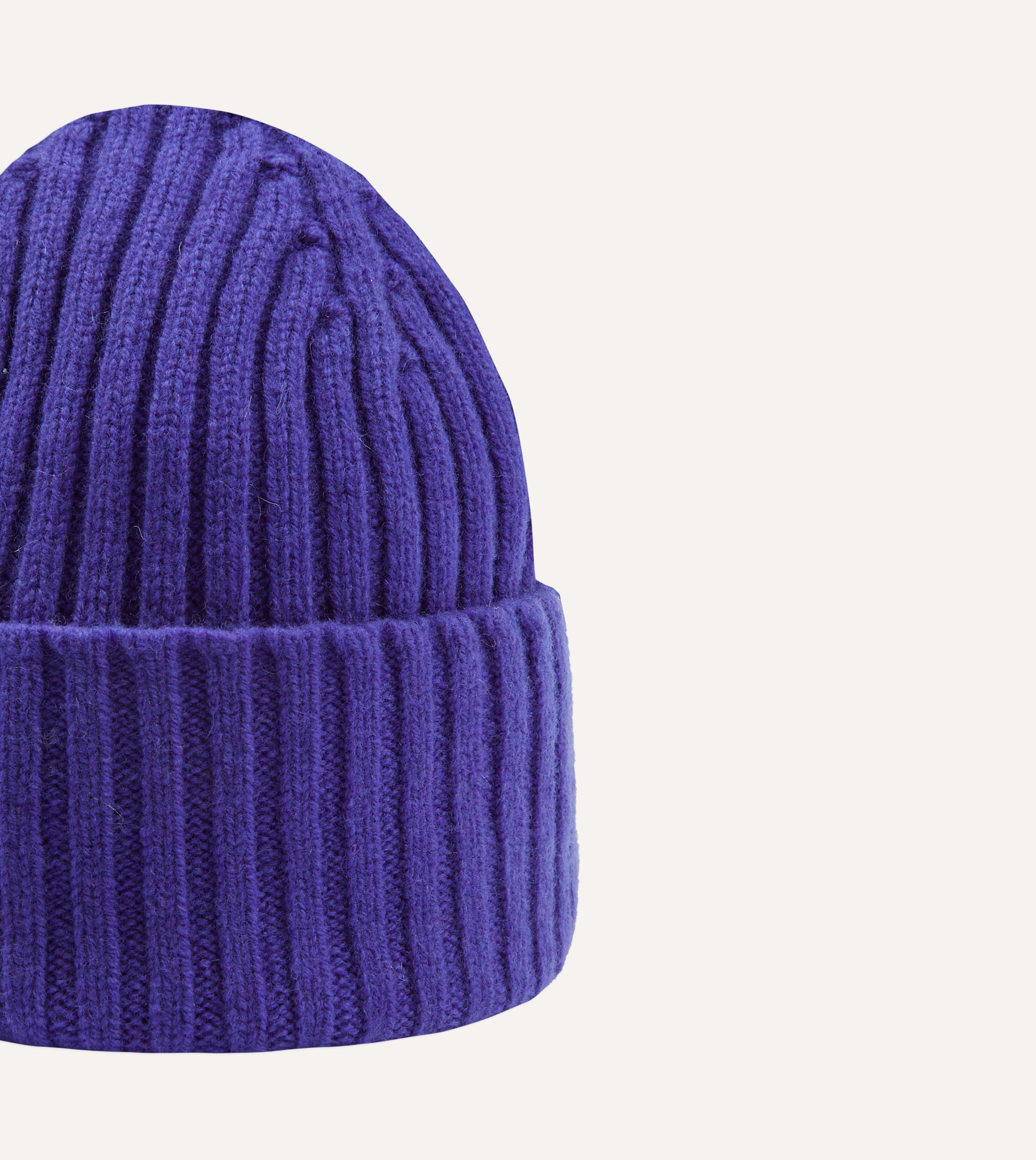 Cozy Purple Lambswool Ribbed Knit Beanie Hat for Women & Men - Winter Warm Fleece Lined Skull Cap for Outdoor Activities, Skiing, Hiking & Casual Wear
