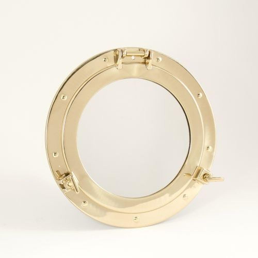 Vintage Brass Porthole Mirror - Nautical Round Wall Decor for Bathroom, Bedroom & Living Room | BB05 Classic Ship Window Design | Perfect for Coastal, Beach House & Marine Theme Decor