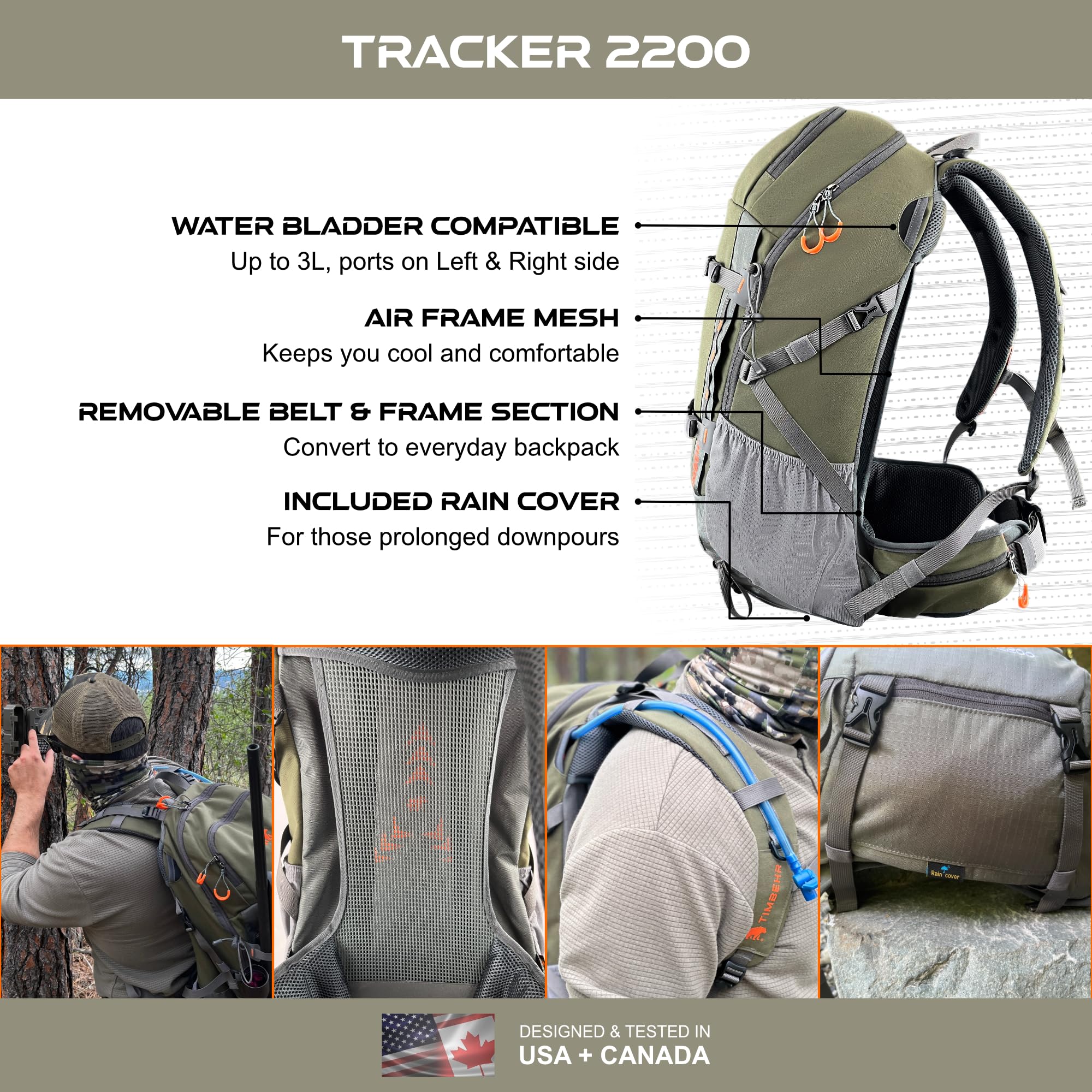 Tactical Hunting Backpack with Rifle & Bow Holder - Waterproof Lightweight Daypack with Rain Cover, YKK Zippers & Buckles - Durable Comfortable for Outdoor Hunting, Camping & Hiking Adventures
