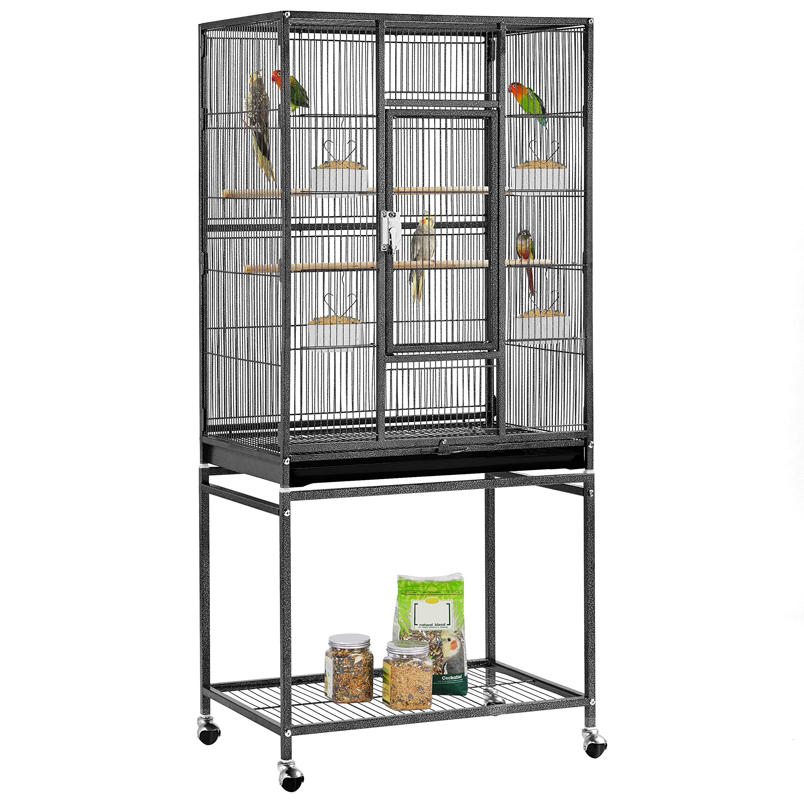 Yaheetech 54-inch Large Wrought Iron Standing Bird Cage for Parrots, Cockatiels, Lovebirds, Finches & Canaries - Durable Flight Cage with Stand for Indoor/Outdoor Use in Home, Garden or Aviary