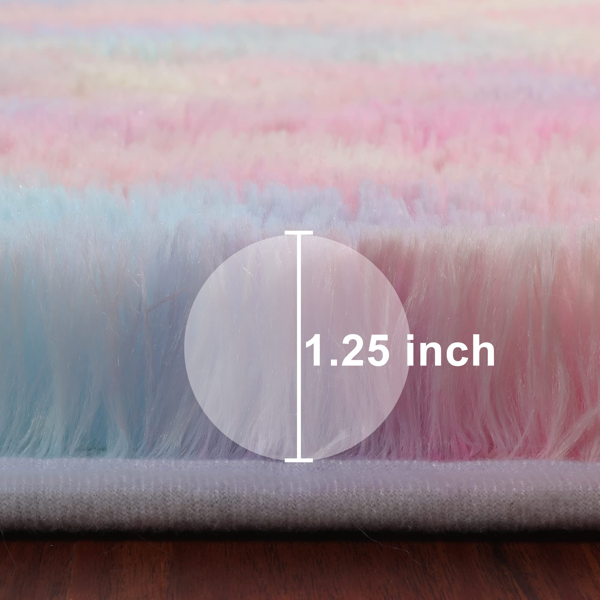 **BSTLUV 8x10 Fluffy Rainbow Rugs for Girls Bedroom - Shaggy Plush Carpet, Super Soft Large Area Rug for Living Room, Nursery, Playroom, Kids & Baby Room Decor - Perfect for Cozy Playtime & Stylish Home Decor**