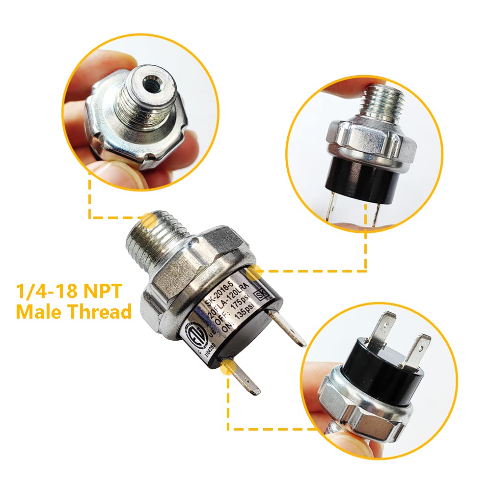 135-175 PSI Air Compressor Pressure Switch, 1/4