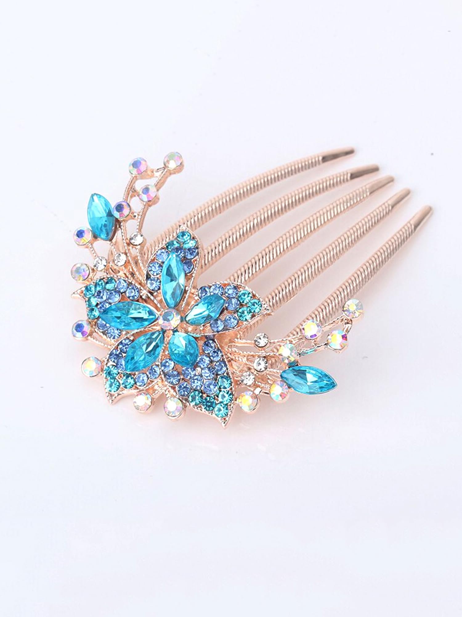 Elegant Yellow Crystal Floral Hair Comb Pin for Women - Bridal Wedding Hair Accessories, Side Pin, Jooda Pin - Perfect for Weddings, Prom, Parties & Special Occasions