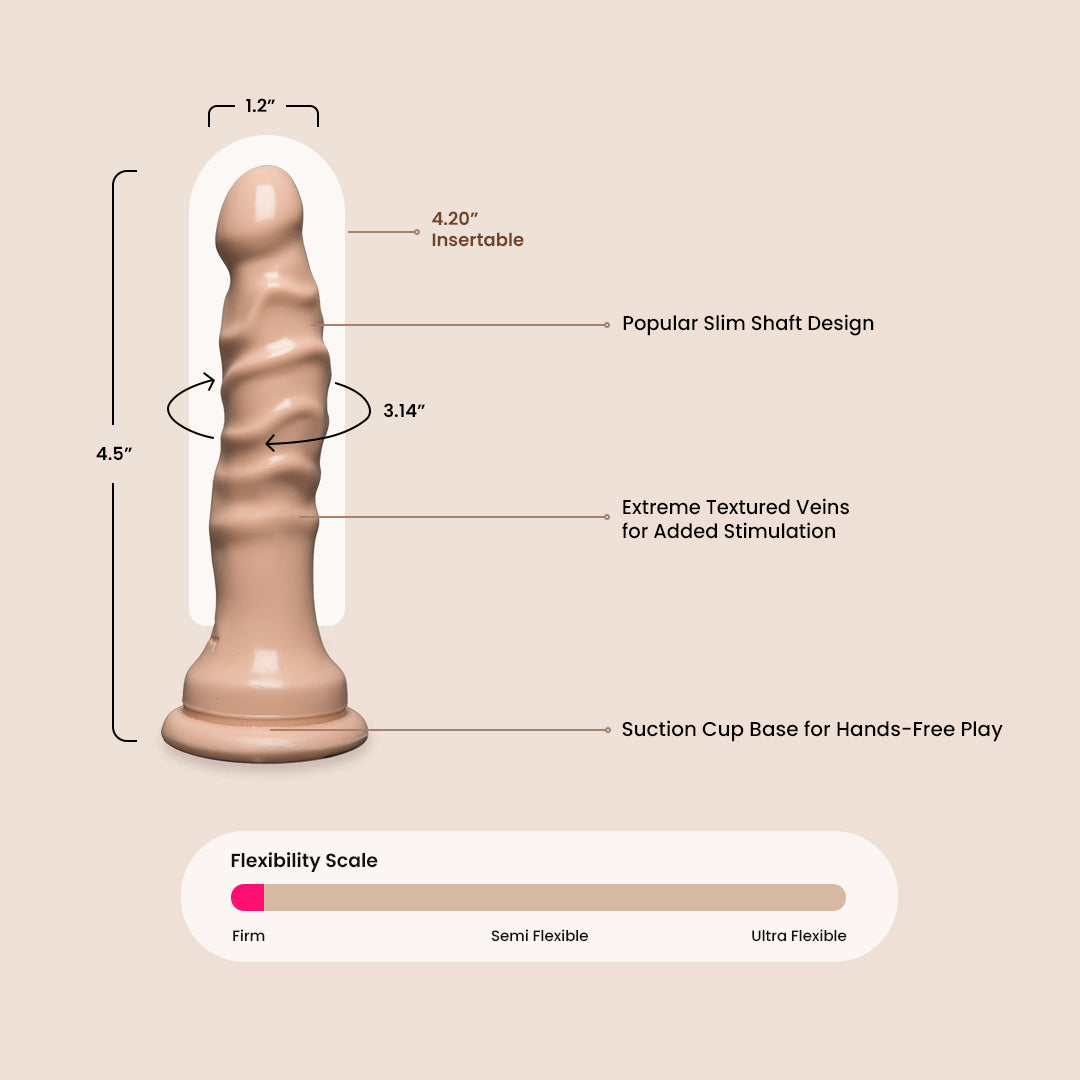Raging Hard Ons Slimline Realistic Dildo with Strong Suction Cup - 4.5 Inch Slim Shaft for Solo Play, Couples Use & BDSM Scenes