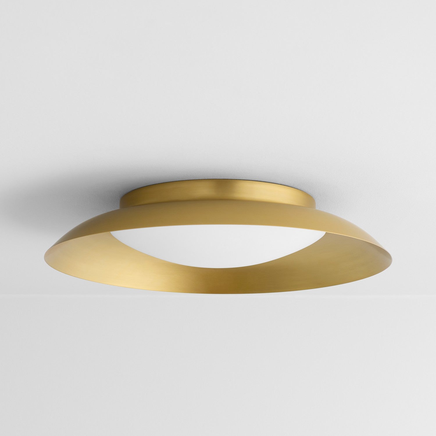 Oxygen Bongo 3 679 40 Gold Flush Ceiling Light Fixture in Aged Brass - Modern Lighting for Living Room, Bedroom & Hallway
