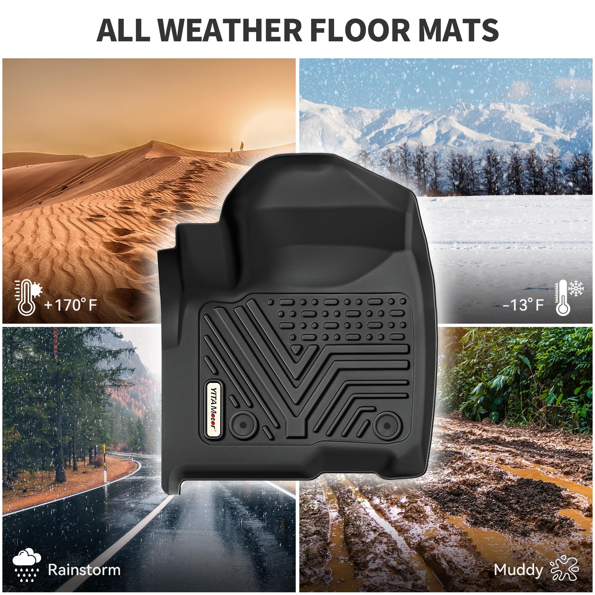YITAMOTOR All-Weather Custom Floor Mats for 2020-2025 Kia Telluride 7 & 8 Seats - Premium Car Floor Liners & Cargo Liner Set (Black, Without Center Console) | Perfect for Road Trips, Family Travel & Daily Commute