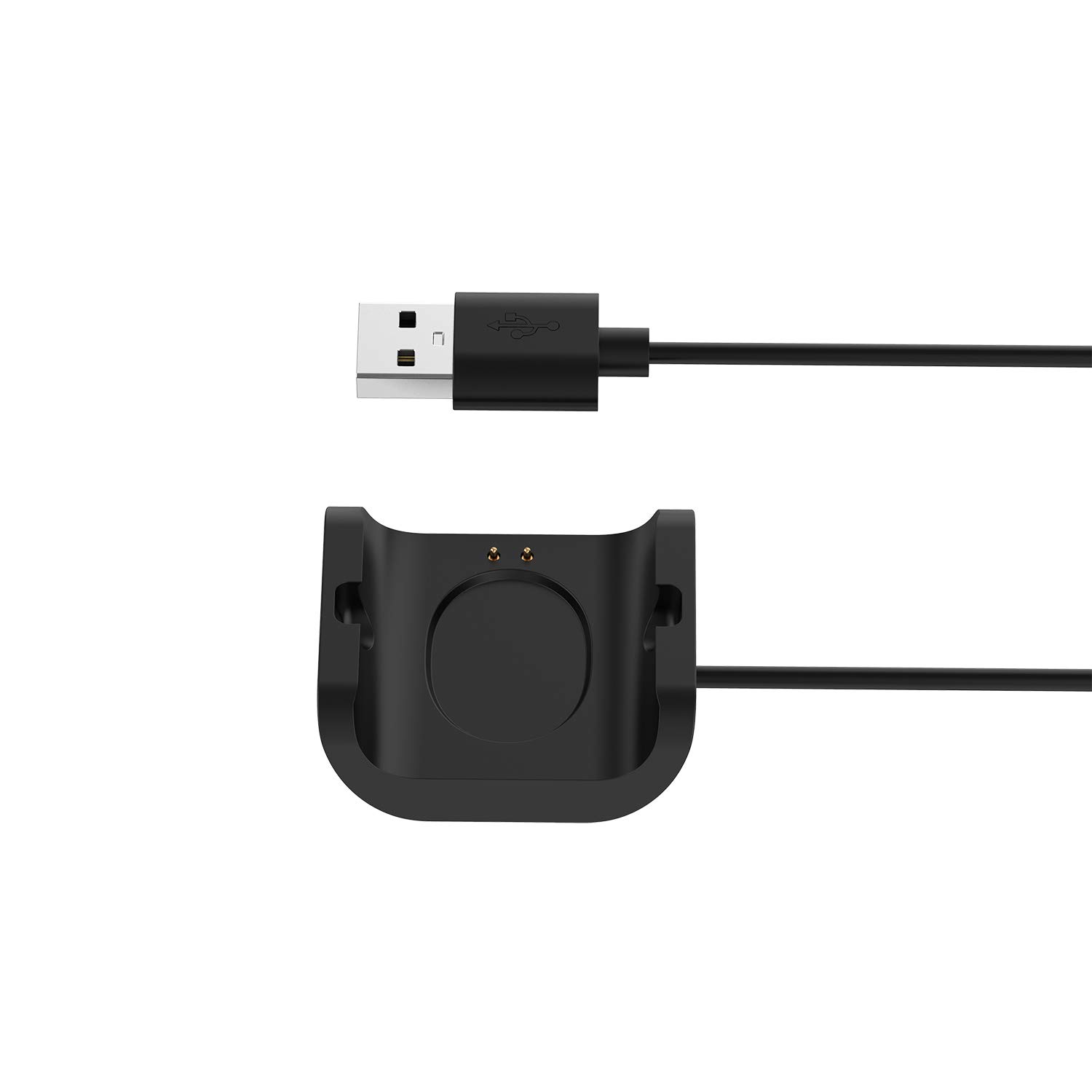 FitTurn Replacement USB Charger for Amazfit Bip S Watch - Portable Charging Cable with Dock Stand & Adapter (Black) | Perfect for Home, Office, Travel & Gym Use