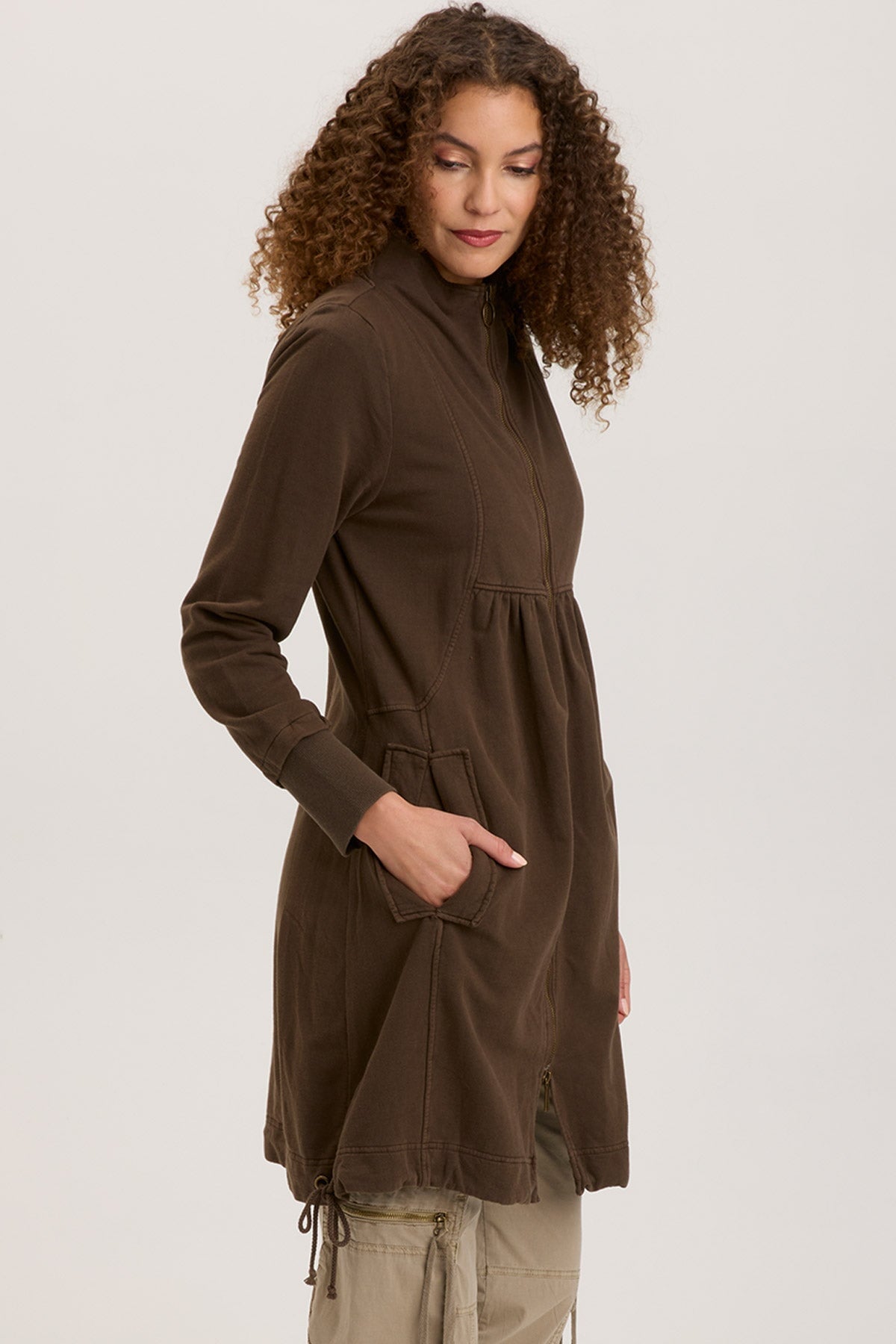 Women's Fleece Funnel Neck Long Coat - Winter Warm Plush Outerwear for Cold Weather | Perfect for Outdoor Activities, Commuting & Casual Wear