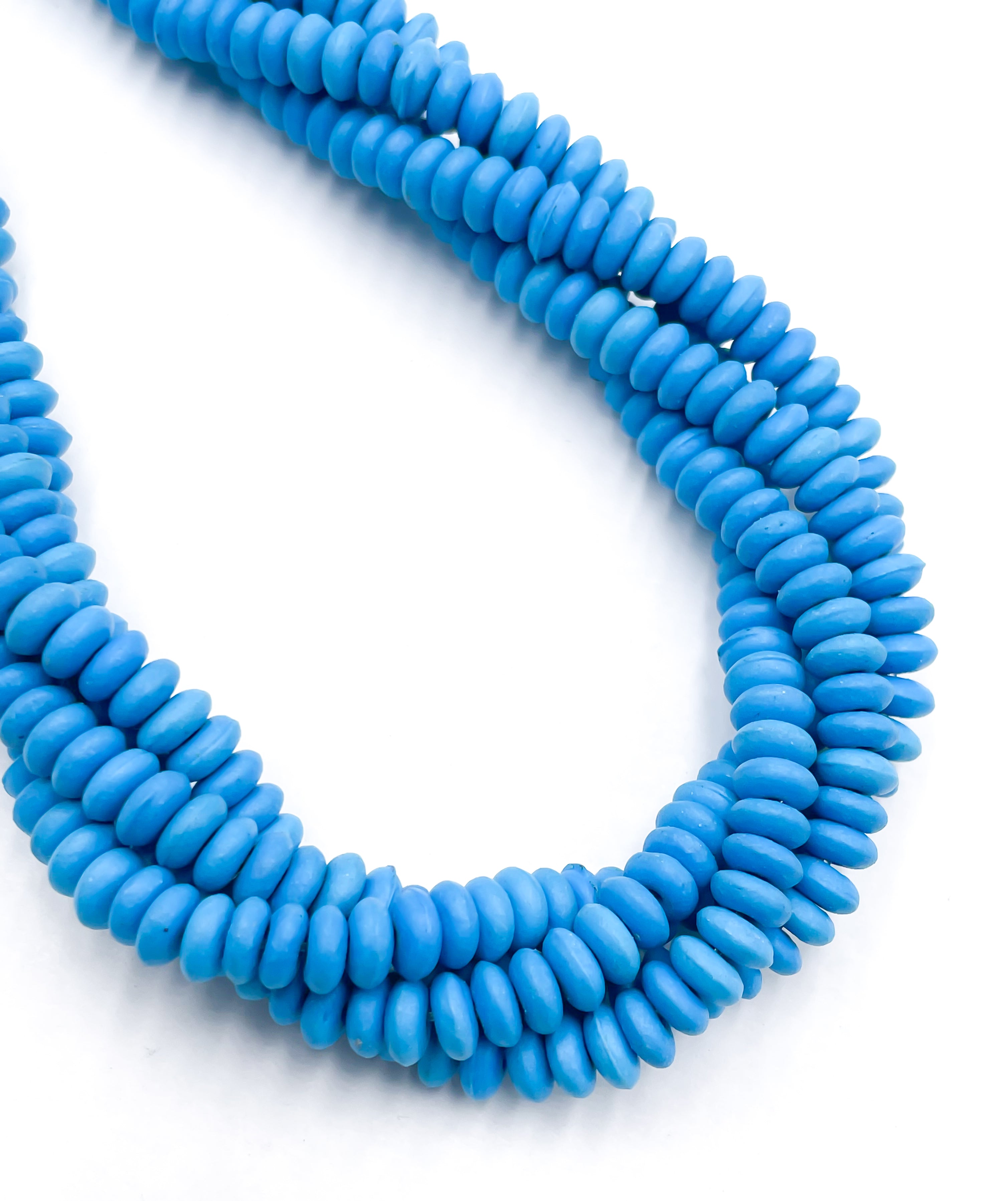 Natural Dyed Howlite Turquoise Smooth Rondelle Beads - 2.5x6mm Disc Shape - 15.5 Inch Strand - Perfect for Jewelry Making, DIY Bracelets & Necklaces