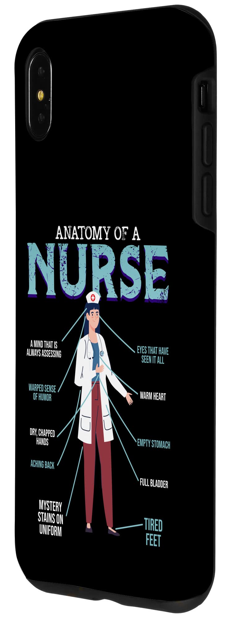 iPhone XS Max Case - Anatomy of a Nurse Design - Durable Protective Cover for Nurses & Medical Professionals - Perfect for Hospitals, Clinics & Healthcare Workplaces