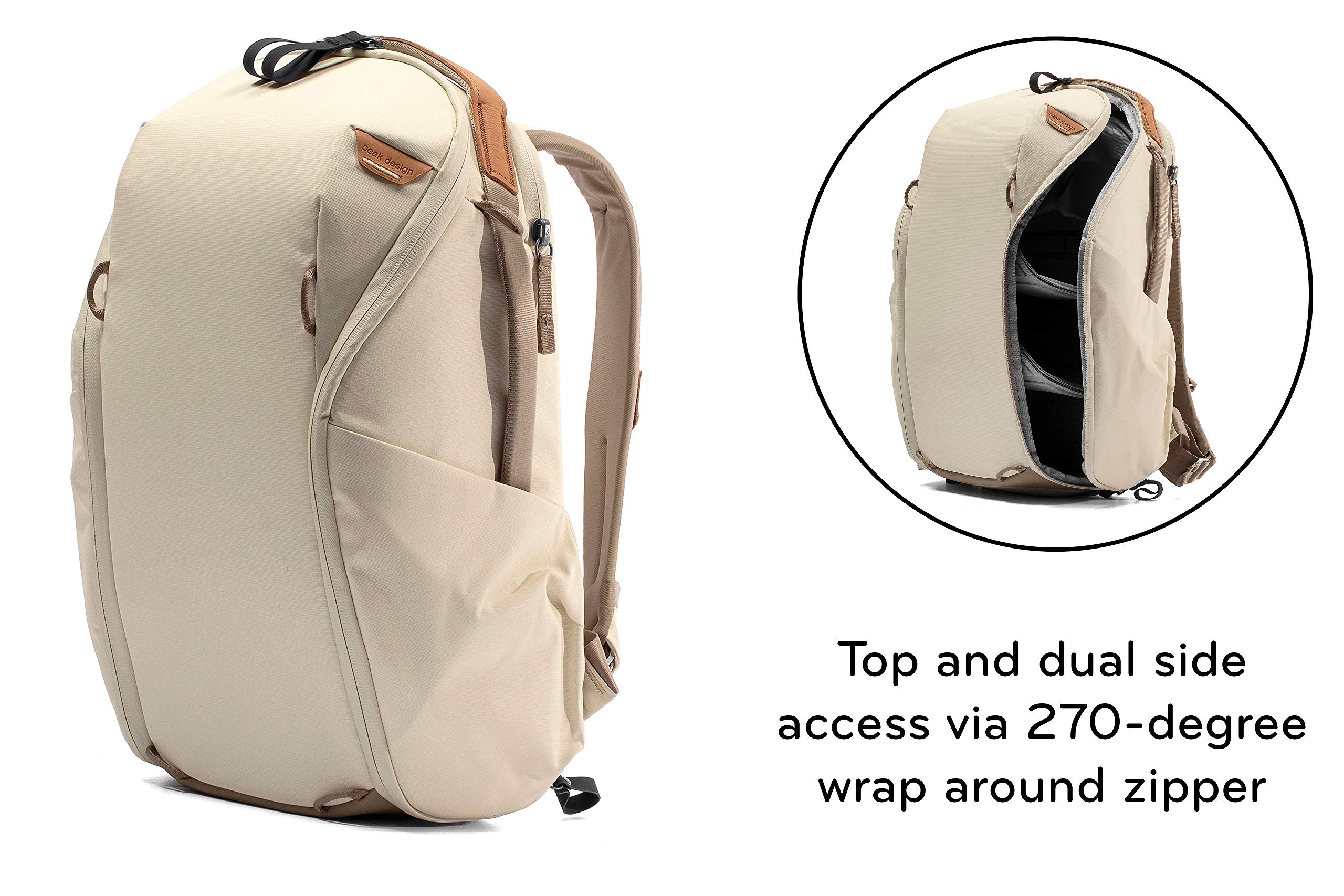 Peak Design Everyday Backpack Zip 15L Bone - Lightweight Carry-On Laptop Backpack with Padded Sleeve for MacBook, Travel & Work (BEDBZ-15-BO-2) - Perfect for Commuting, Business Trips & Urban Exploration