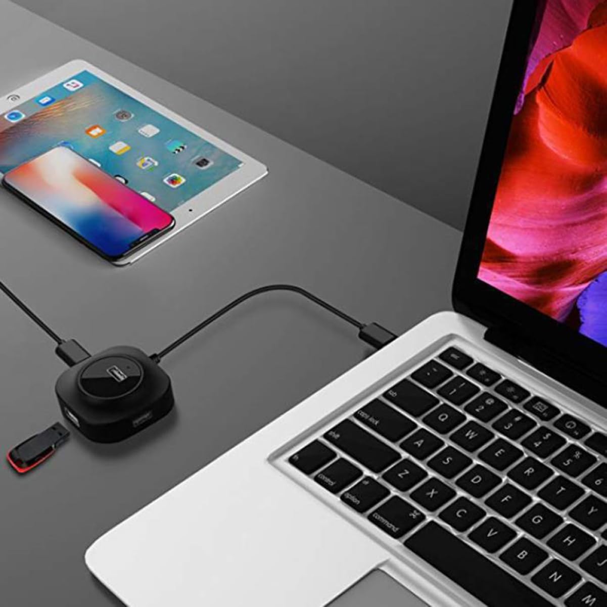 3-Pack USB Hub Splitter with 4 Ports - High-Speed USB 2.0 Adapter for Laptop, PC, Mac - Multi USB Charger & Data Transfer Hub for Office, Home, Gaming Setup