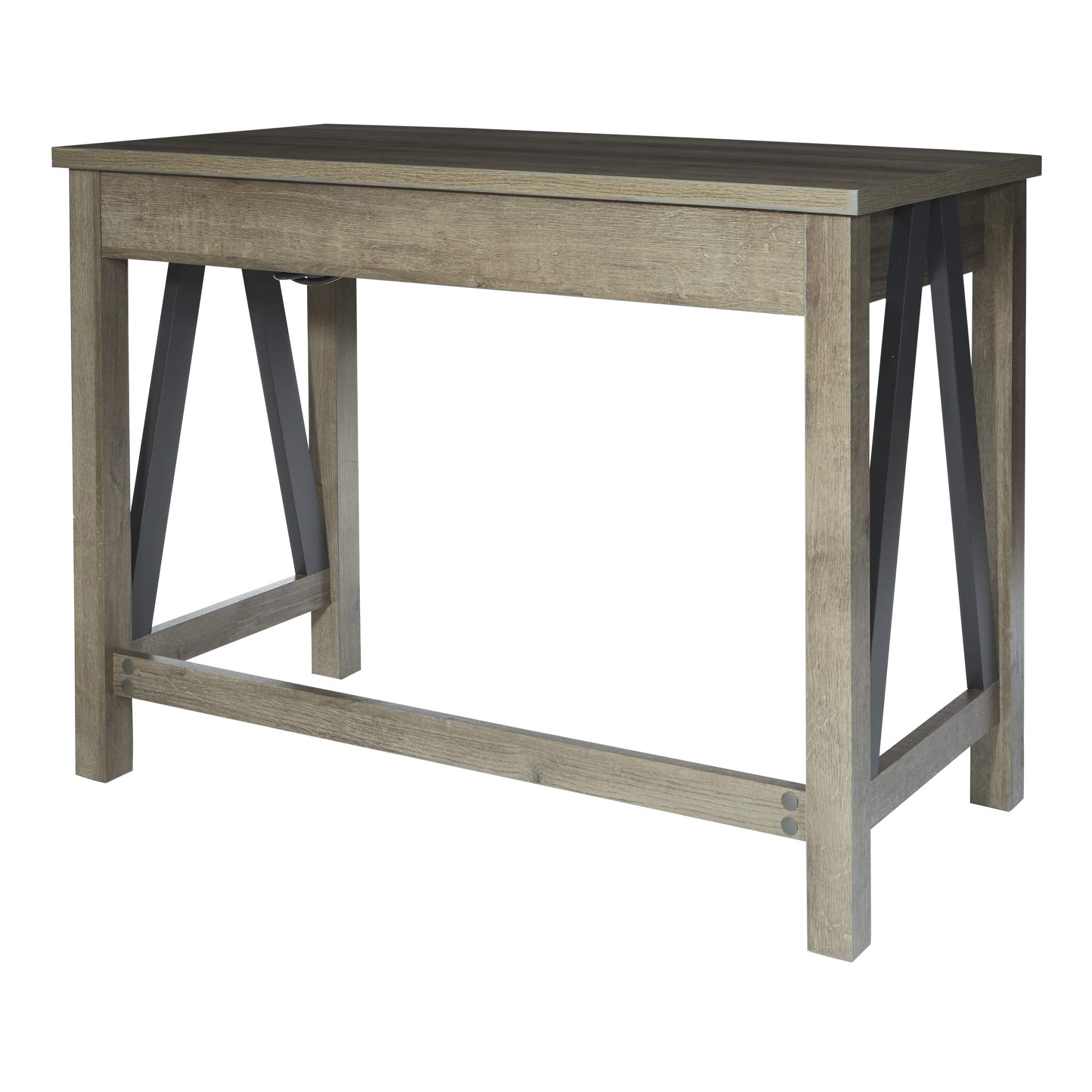 OSP Home Furnishings Braydon 42-Inch Wide Writing Desk in Grey Oak - Modern Home Office Desk for Study, Work & Remote Learning