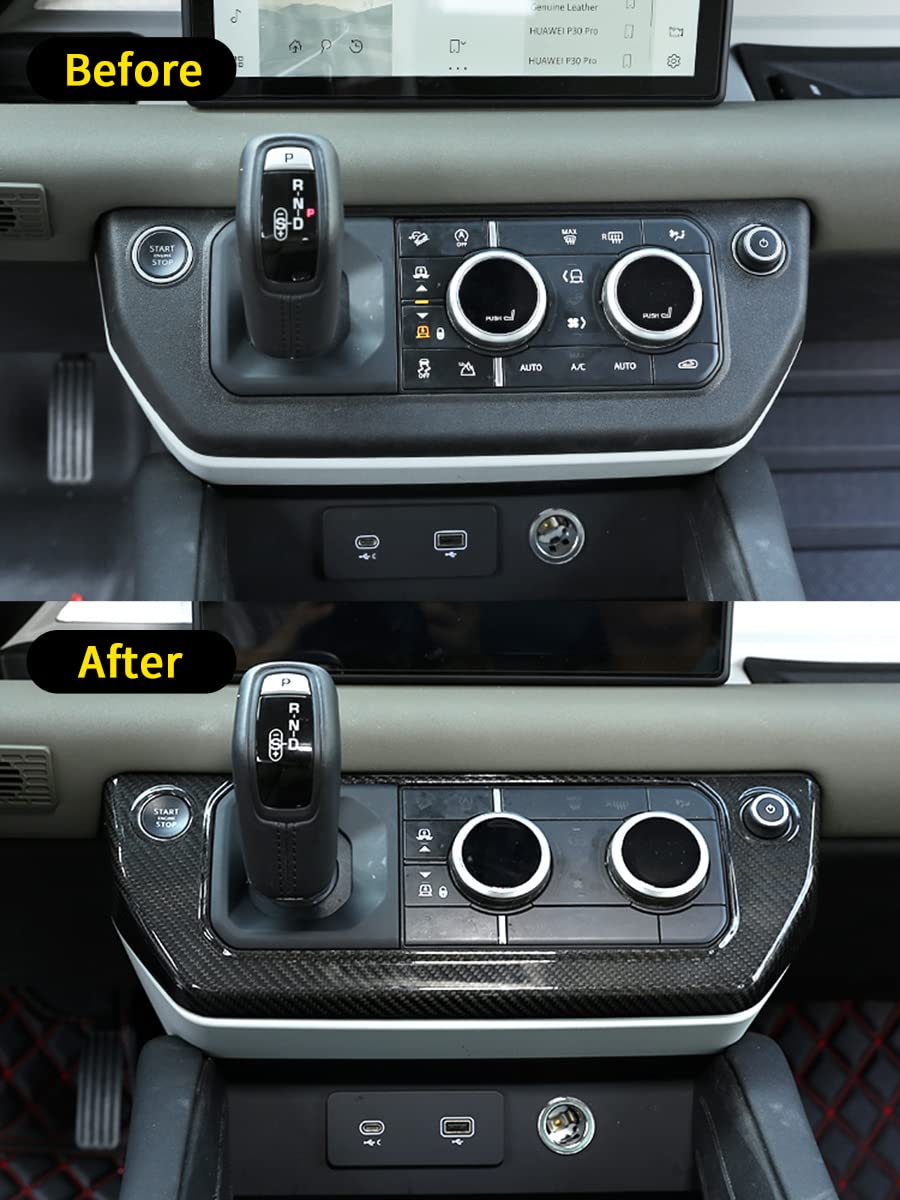 Land Rover Defender 110 2020-2021 Center AC Mode Button Frame Cover - Genuine Carbon Fiber Interior Trim | Upgrade Your Car's Dashboard Style for Off-Road Adventures & Luxury Driving Experience