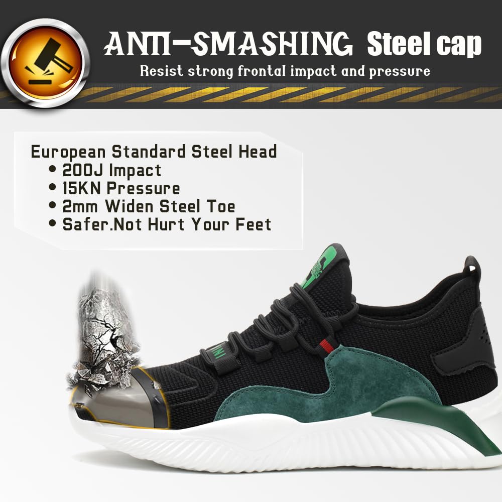 Steel Toe Safety Shoes for Men & Women - Breathable Lightweight Work Sneakers for Industrial & Construction - Perfect for Warehouse, Factory, and Outdoor Labor Jobs