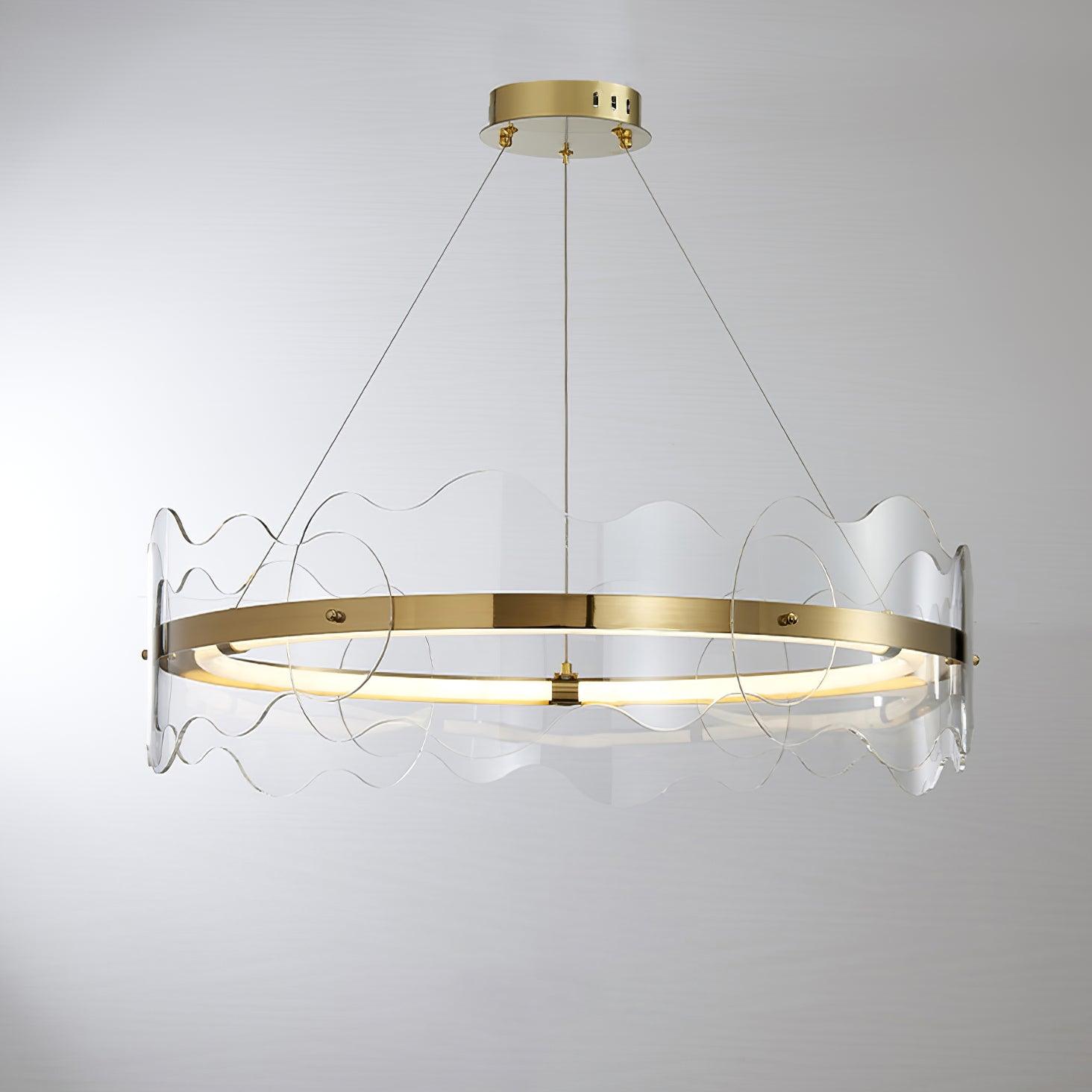 Modern Acrylic Wave Chandelier - Sleek LED Ceiling Light Fixture for Dining Room, Living Room & Bedroom - Elegant Home Decor Lighting for Contemporary Interiors