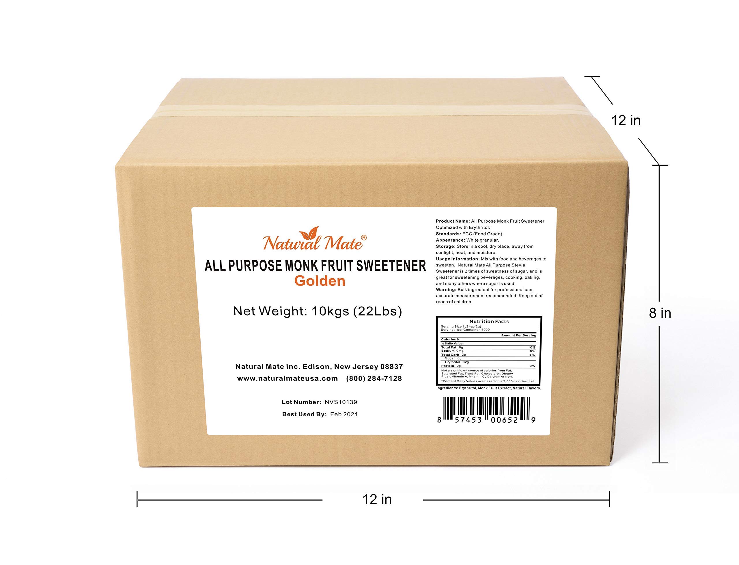 Zero Calorie Monk Fruit Sweetener with Erythritol - 10kg/22Lbs Granular Powder (2x Sweeter Than Sugar) - Keto, Paleo & Low GI Friendly Sugar Substitute - Perfect for Baking, Coffee, Tea & Healthy Desserts